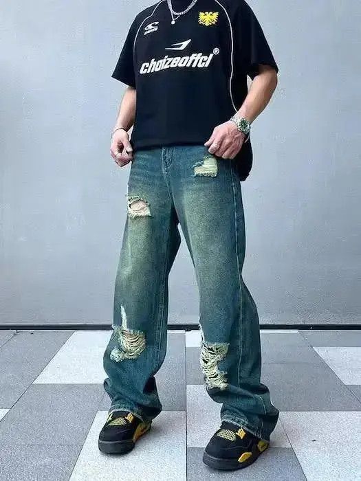 Japanese Brand Distressed Baggy Flared Denim Jeans Size US 30 / EU 46 - 4 Thumbnail