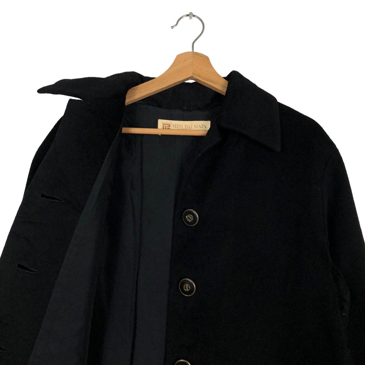 Balmain 🔥Rich Black - Fly Coats Wool Herringbone Miss Balmain Paris Size M / US 6-8 / IT 42-44 - 10 Thumbnail