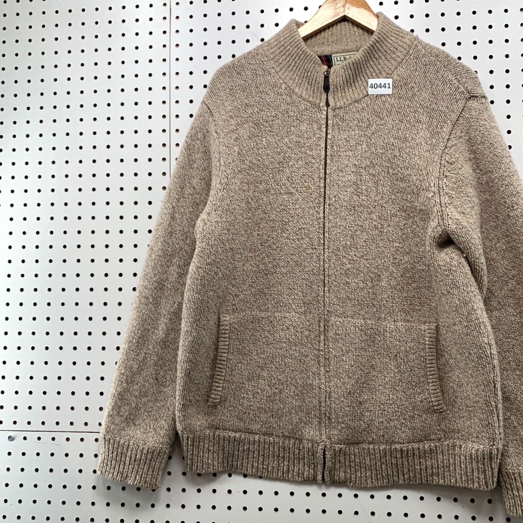 Vintage LL Bean Lambswool Knit Zip Jacket Mens Large Brown Flannel Lined Bomber Jacket 21x27.5 Size US L / EU 52-54 / 3 - 5 Thumbnail
