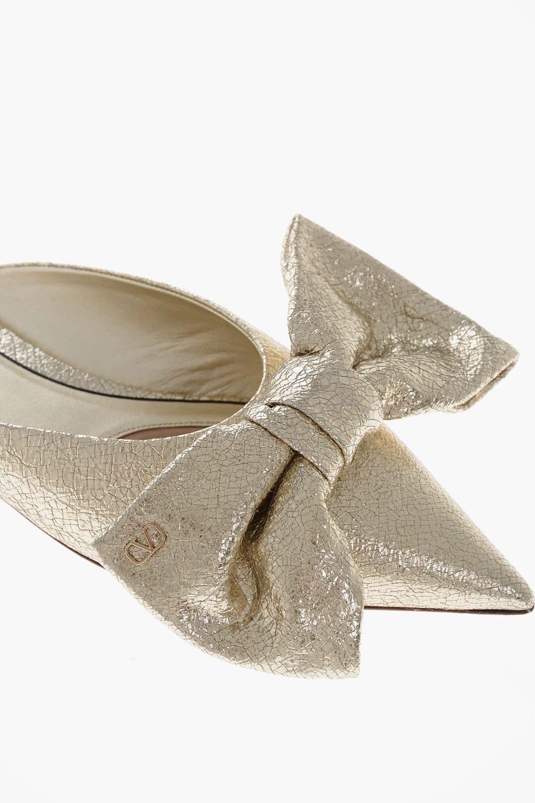 Valentino og1mm0426 Lamé Leather Mules in Gold Size US 10 / IT 40 - 4 Thumbnail