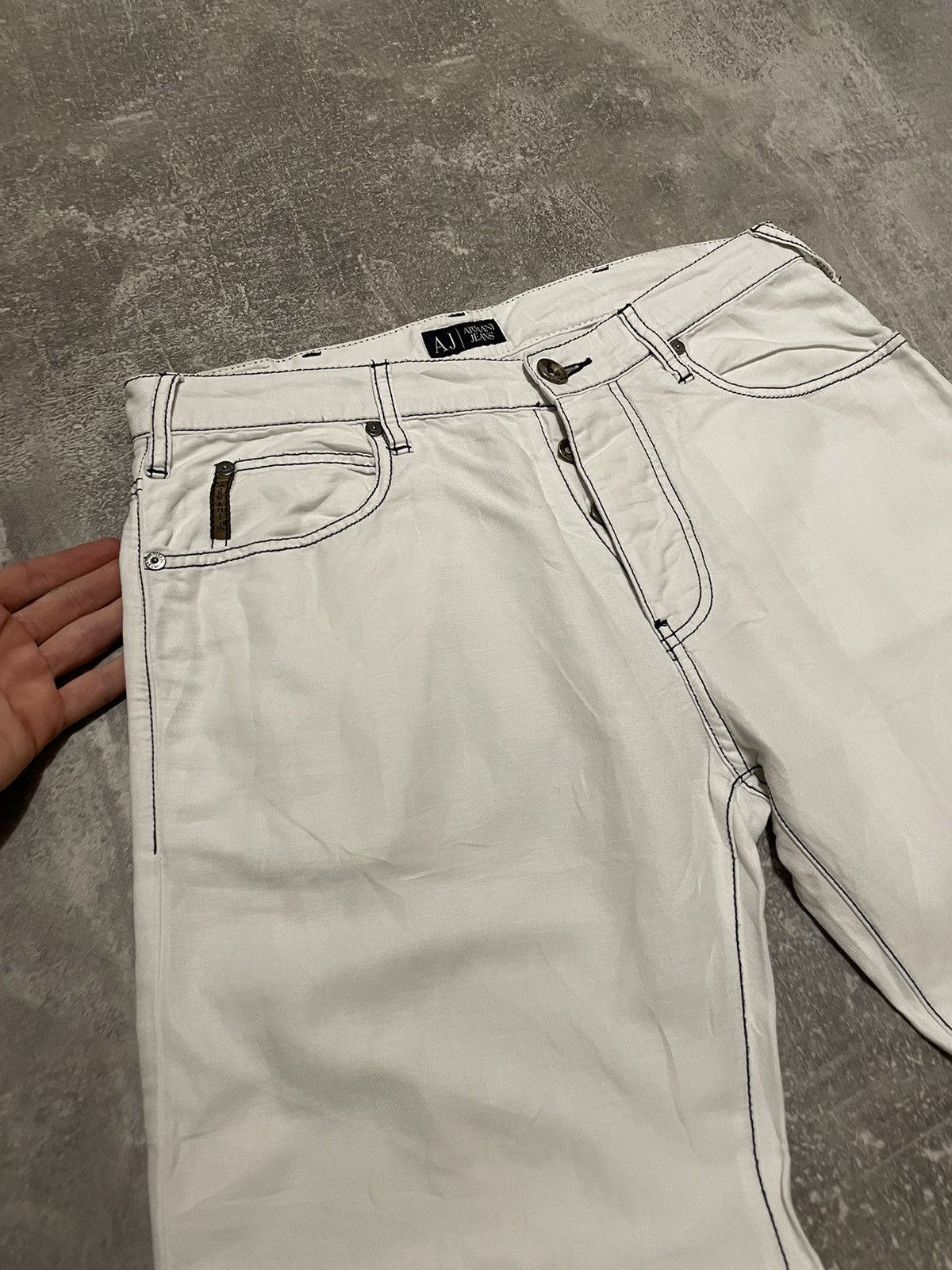 Armani Vintage Armani Metal Logo Linen Pants Size US 30 / EU 46 - 12 Thumbnail