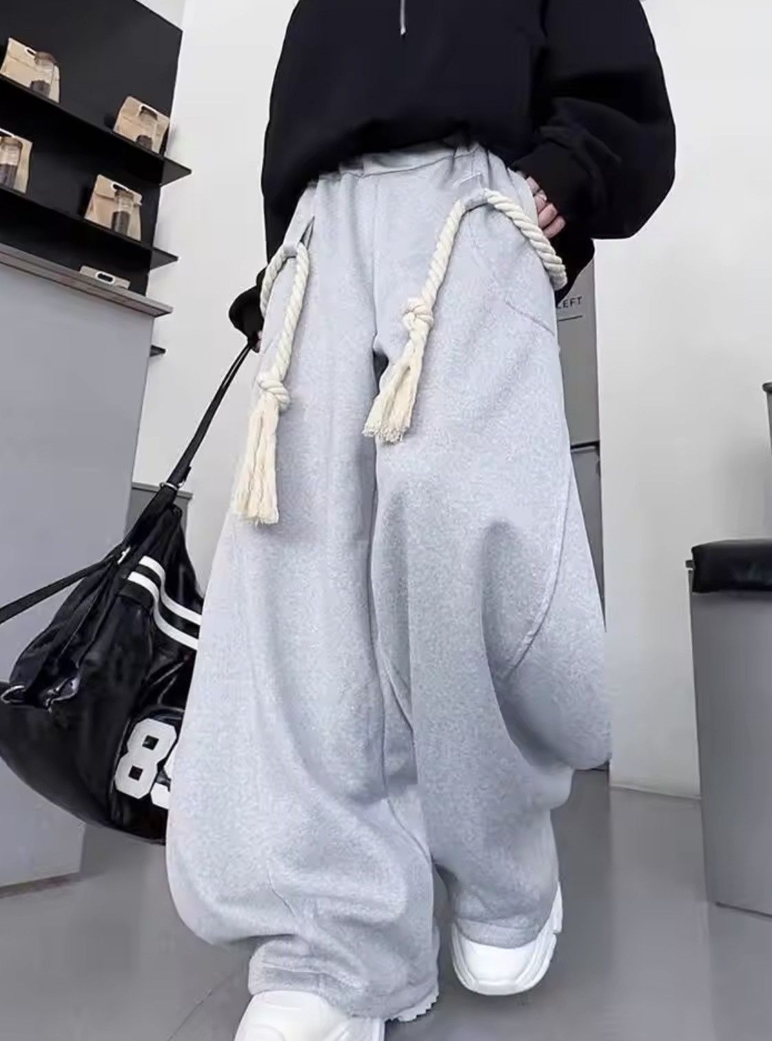 Japanese Brand Archive Grey Oversized Rope Sweatpants Size US 31 - 10 Thumbnail