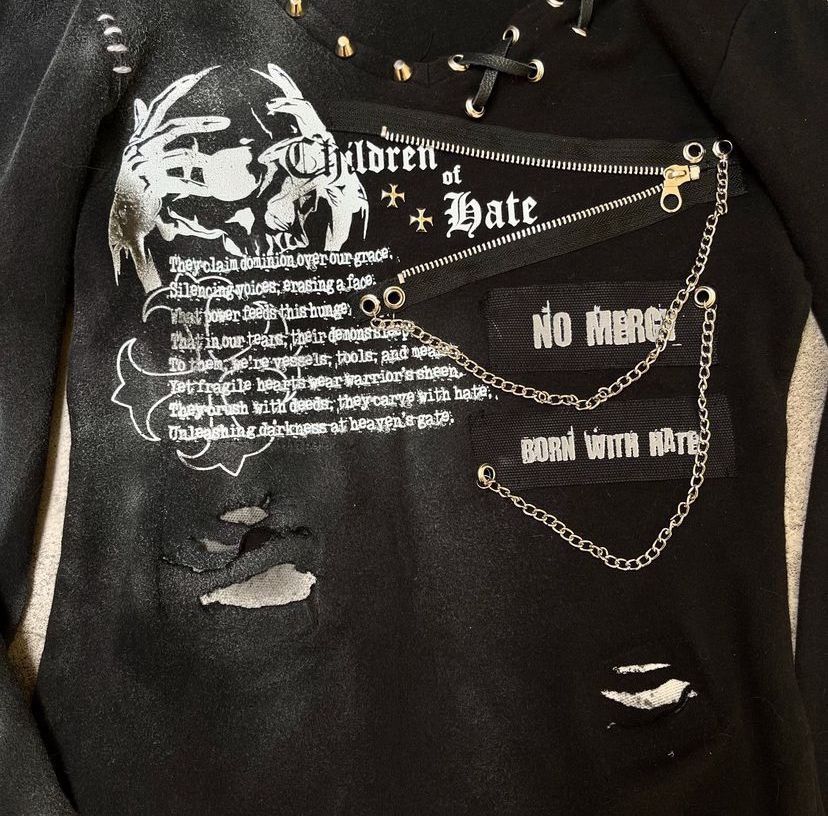 If Six Was Nine × Japanese Brand × Le Grande Bleu (L.G.B.) Black skull chain poem long sleeve shirt Size US S / EU 44-46 / 1 - 2 Thumbnail