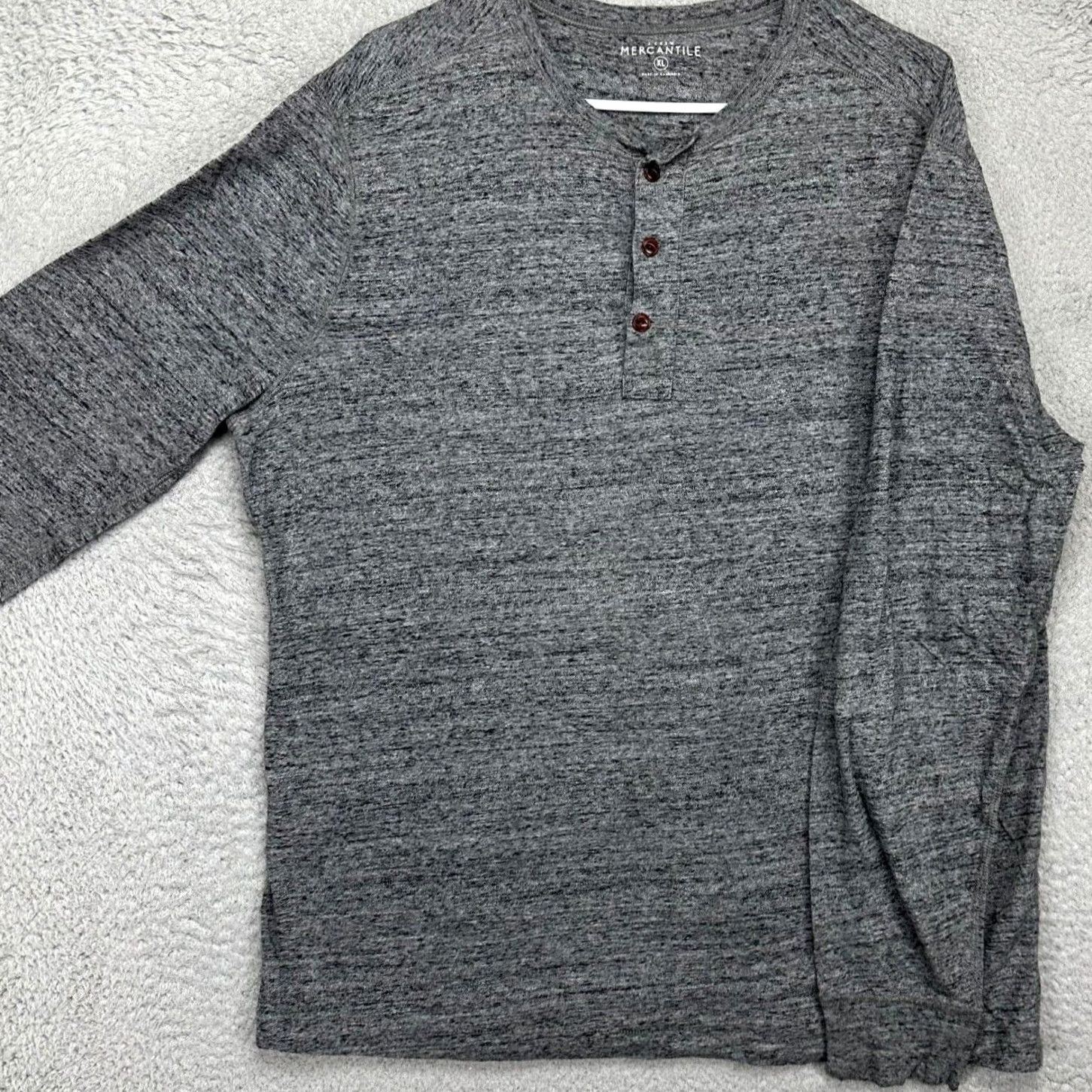 J.Crew J. Crew Mercantile Mens XL Henley Sweatshirt Pullover Grey Heather Cotton Sweatshirt Casual Pullover Henley Mens XL Gray Heather - no extra info Size US XL / EU 56 / 4 - 3 Thumbnail