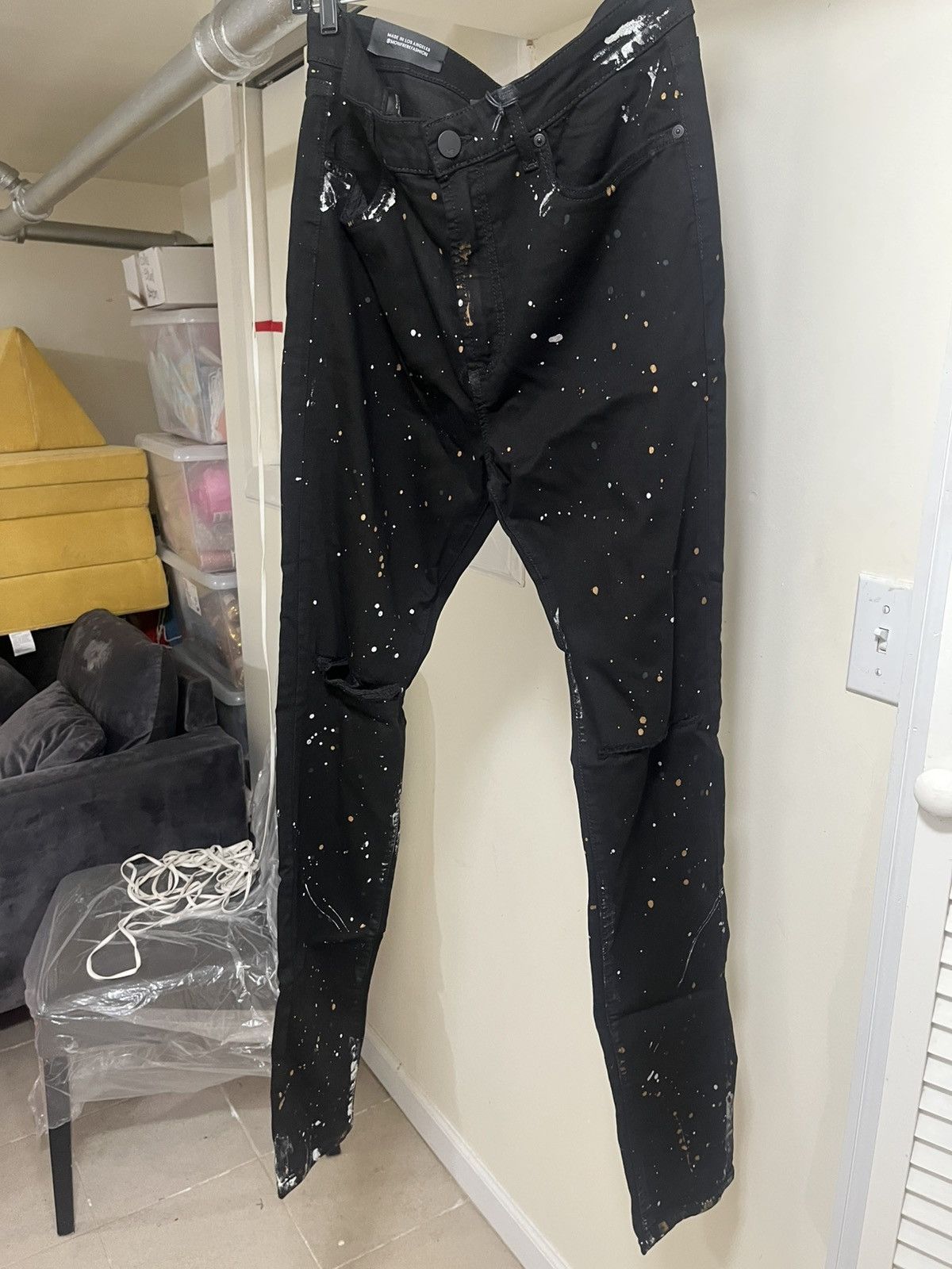 MONFRERE Monfrere Soho Di Noir Distressed Skinny Greyson Jeans Sz 36 Size US 36 / EU 52 - 8 Thumbnail