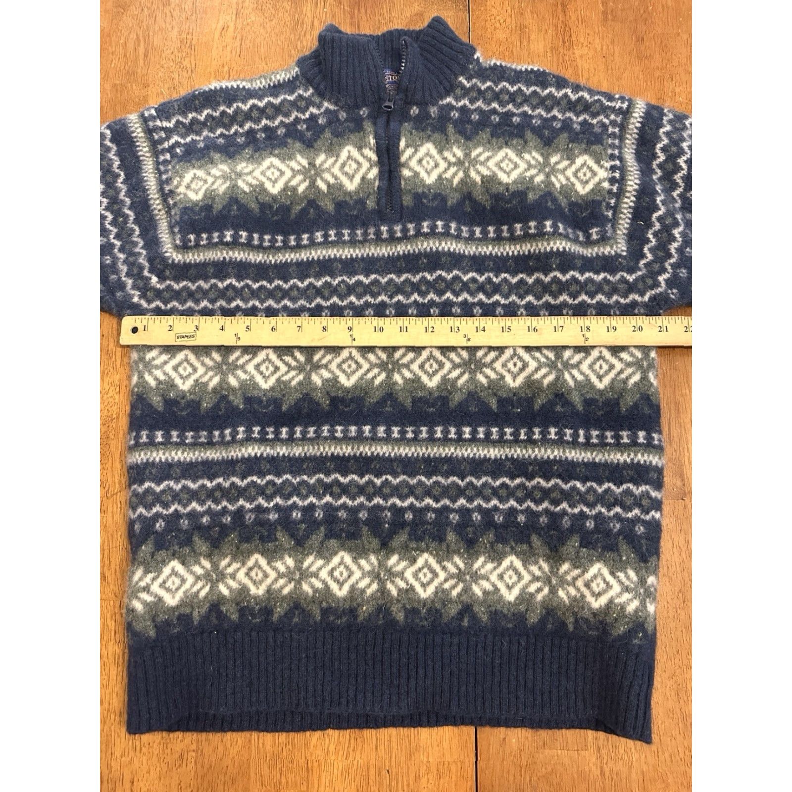 Pendleton VINTAGE Pendleton Shetland Wool 1/4 Zip Sweater Chunky Womens XL Aztec Geometric Blue Wool Pullover Size XL / US 12-14 / IT 48-50 - 4 Thumbnail
