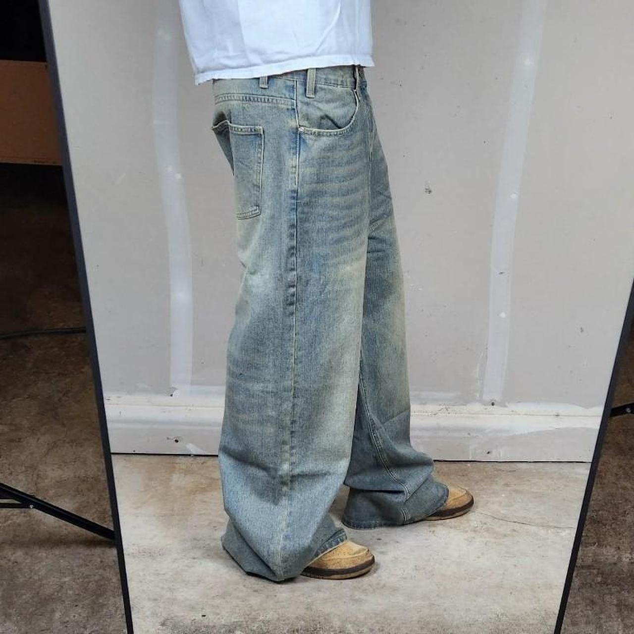 Japanese Brand Baggy loose fit blue/grey jeans Size US 32 / EU 48 - 3 Thumbnail