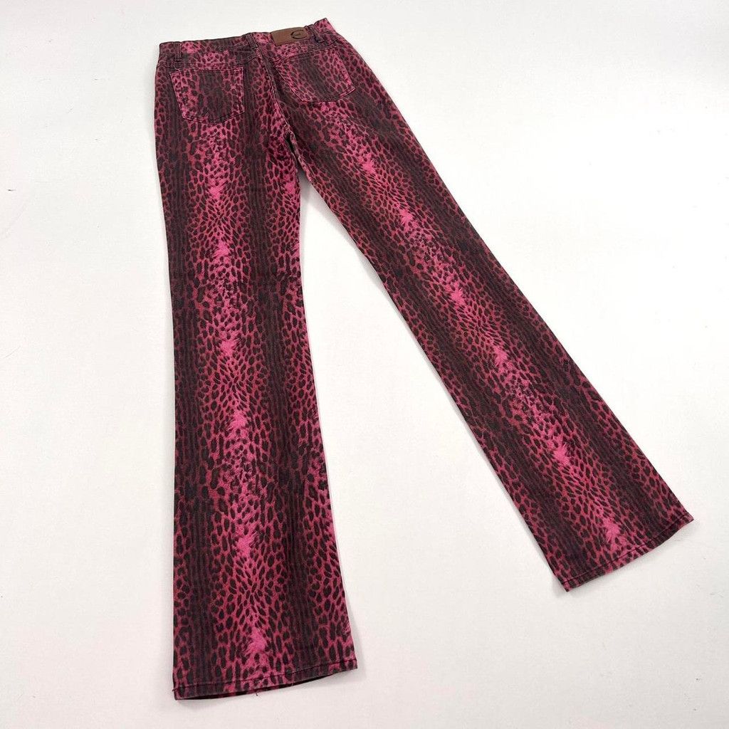 Just Cavalli NWT deadstock Cavalli red and black leopard print jeans Size 30" / US 8 / IT 44 - 2 Thumbnail