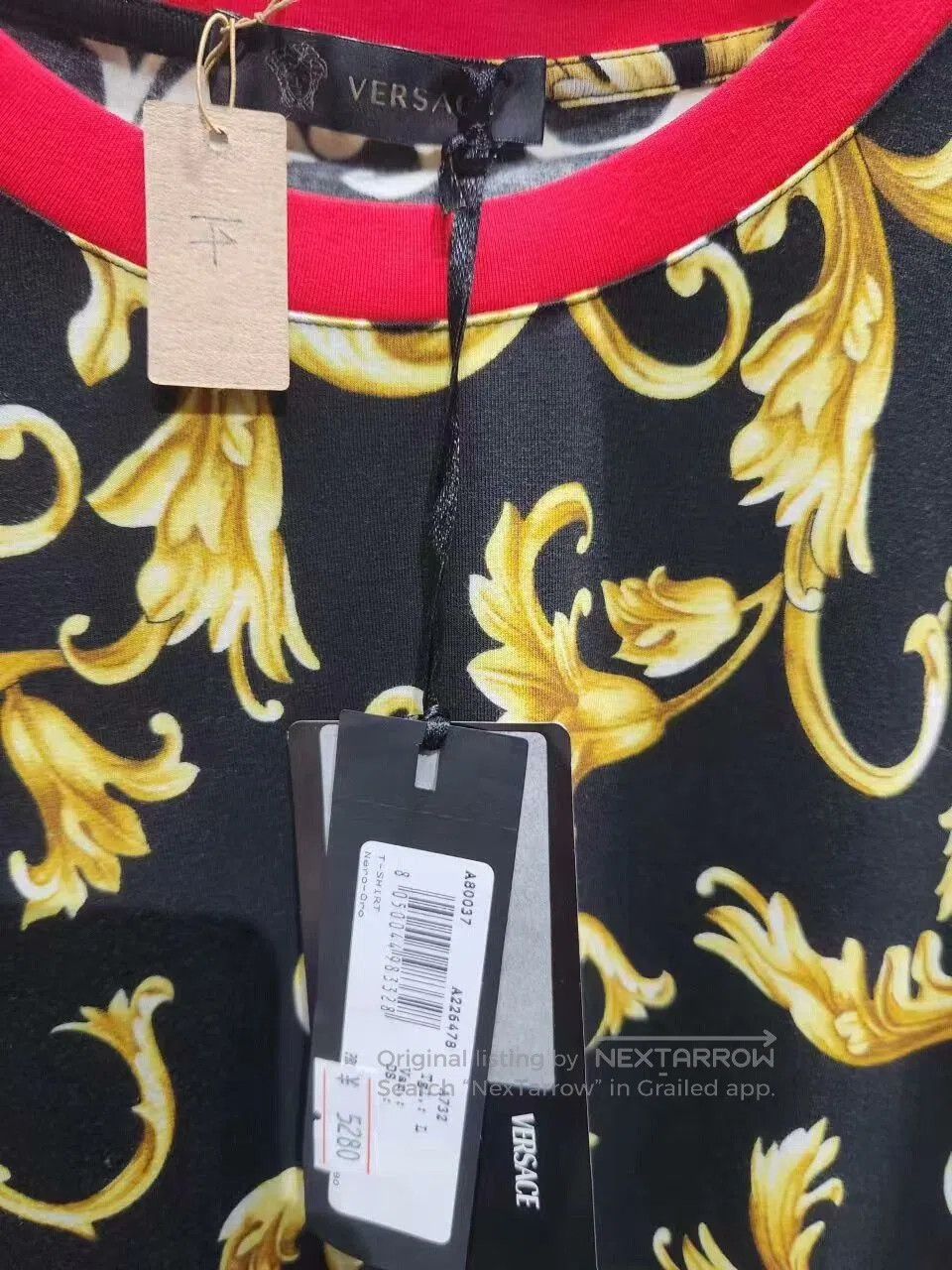Versace Versace Gold Floral Print Short Sleeve Top. Size US S / EU 44-46 / 1 - 2 Thumbnail