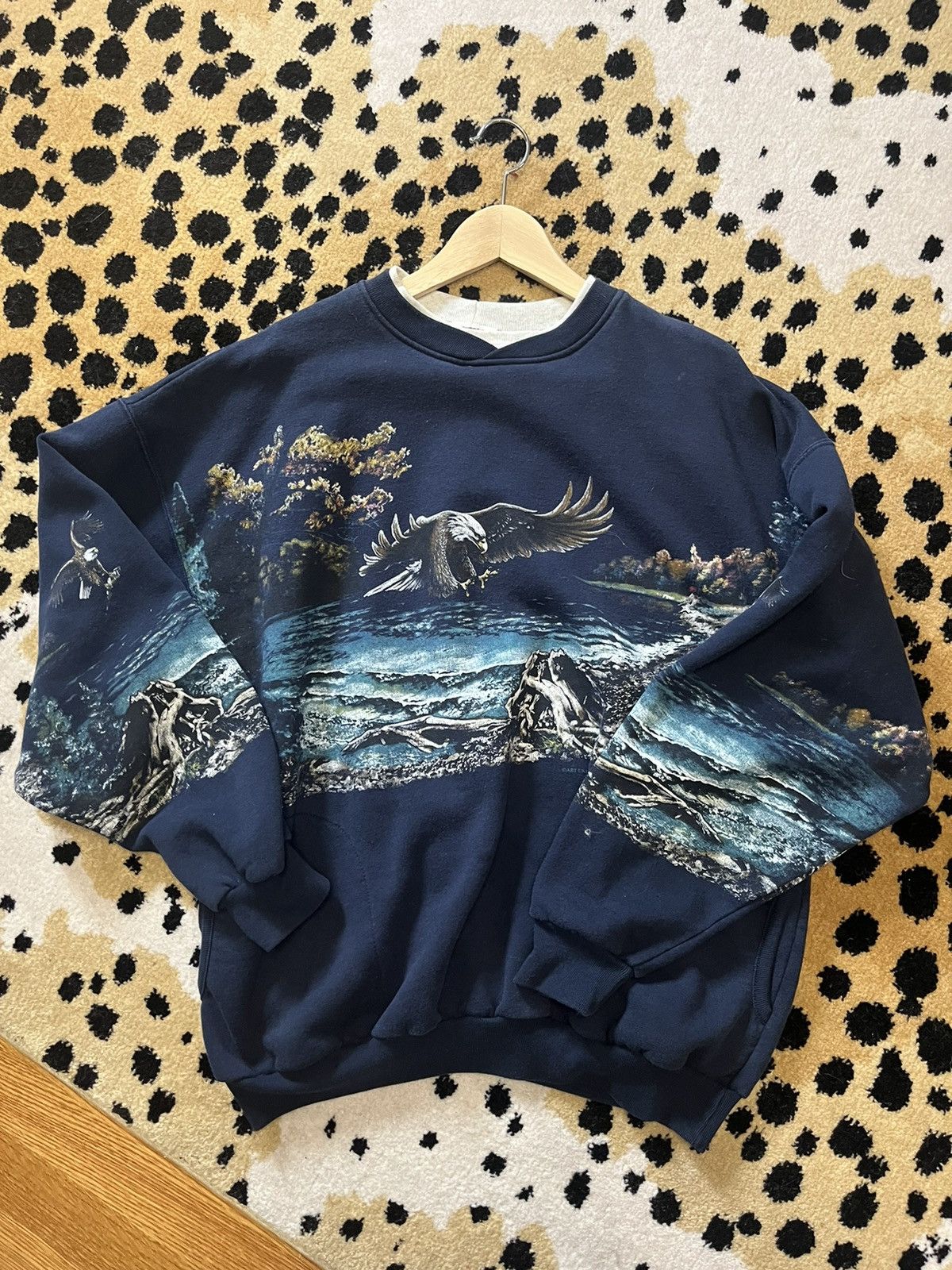 Vintage Vintage Navy Nature Art Sweatshirt ART UNLIMITED Size US XL / EU 56 / 4 - 1 Thumbnail