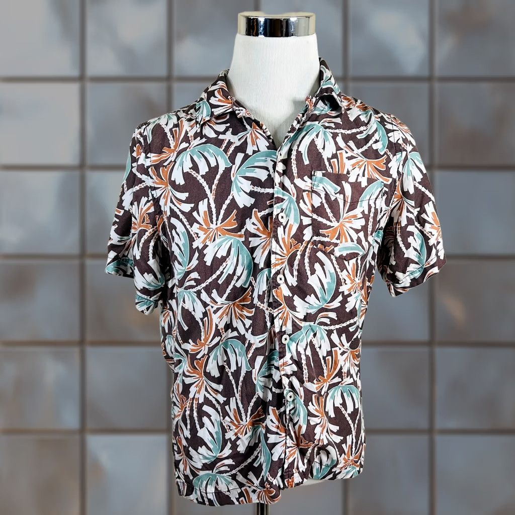 Todd Snyder Todd Snyder Shirt M Hawaian Aloha Floral Palms Brown Orange Green Tencel Shirt Men's M Brown Floral Tencel Size US M / EU 48-50 / 2 - 1 Thumbnail