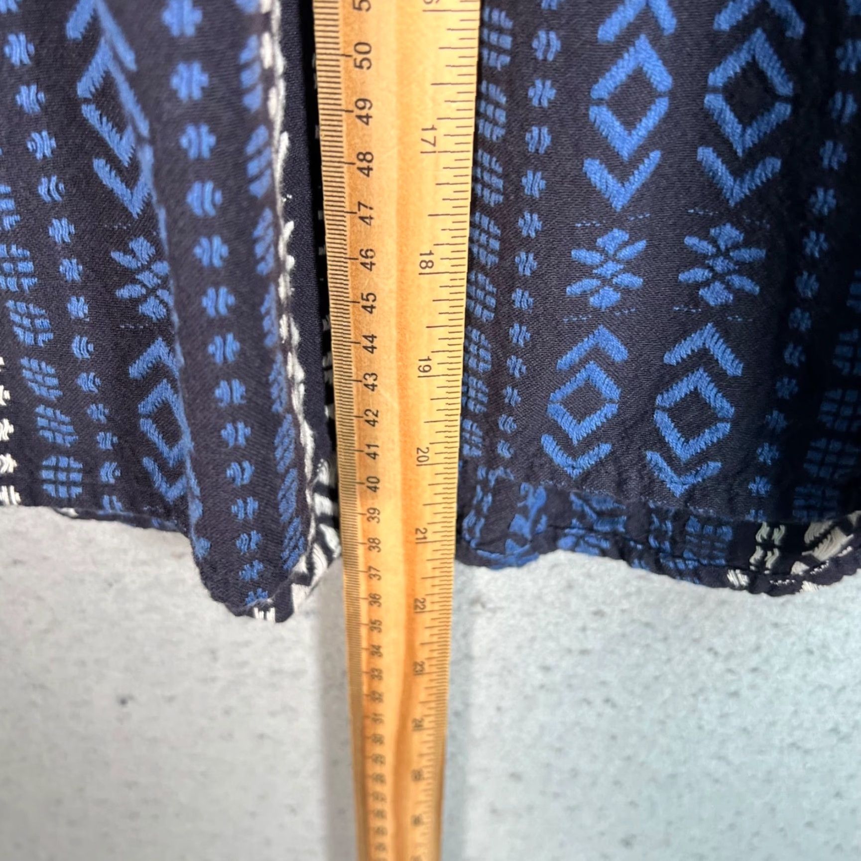 Madewell VINTAGE Madewell Blouse Womens XXS Blue & White Cotton Peplum Tribal Design Shirt Size XXS / US 00 / IT 34 - 6 Thumbnail