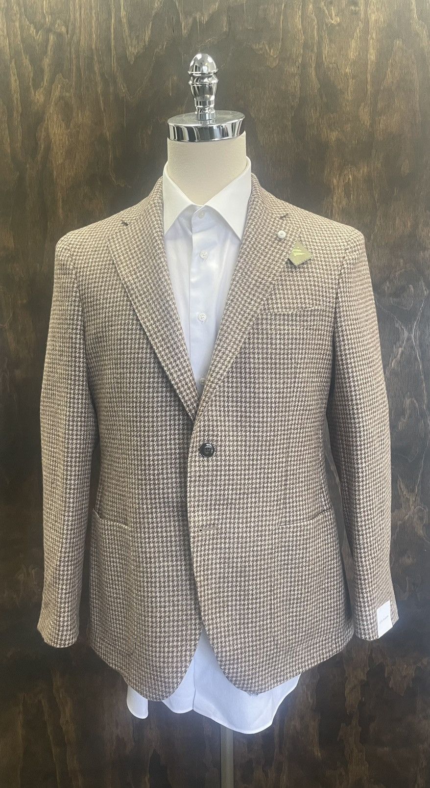 Luigi Bianchi Baby Alpaca Blend Houndstooth Jacket Size 42R - 1 Thumbnail