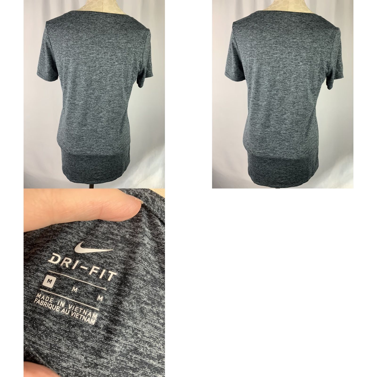 Nike Medium Nike Dri-Fit Short Sleeve T Shirt Women's Heather Gray White Swoosh Size M / US 6-8 / IT 42-44 - 8 Thumbnail