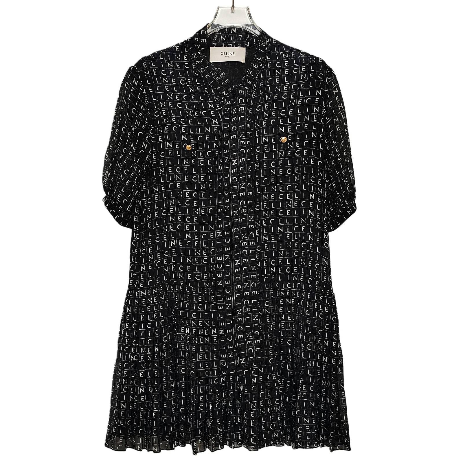 Celine Celine Logo Print Silk Mini Dress Size 34 Size XS / US 0-2 / IT 36-38 - 1 Thumbnail