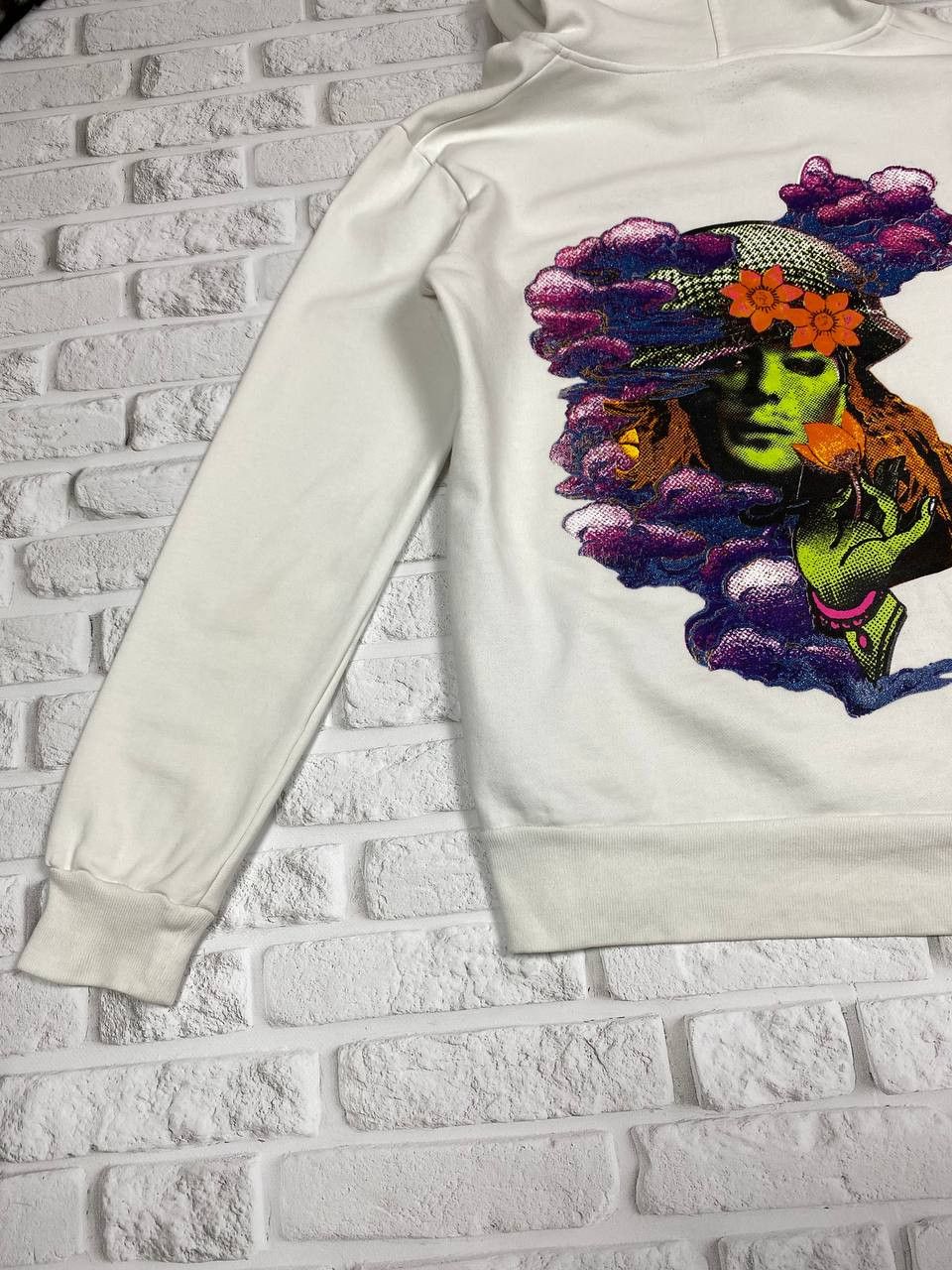 John Galliano Rare John Galliano White Graphic Print Hoodie Made in Italy Size US M / EU 48-50 / 2 - 7 Thumbnail
