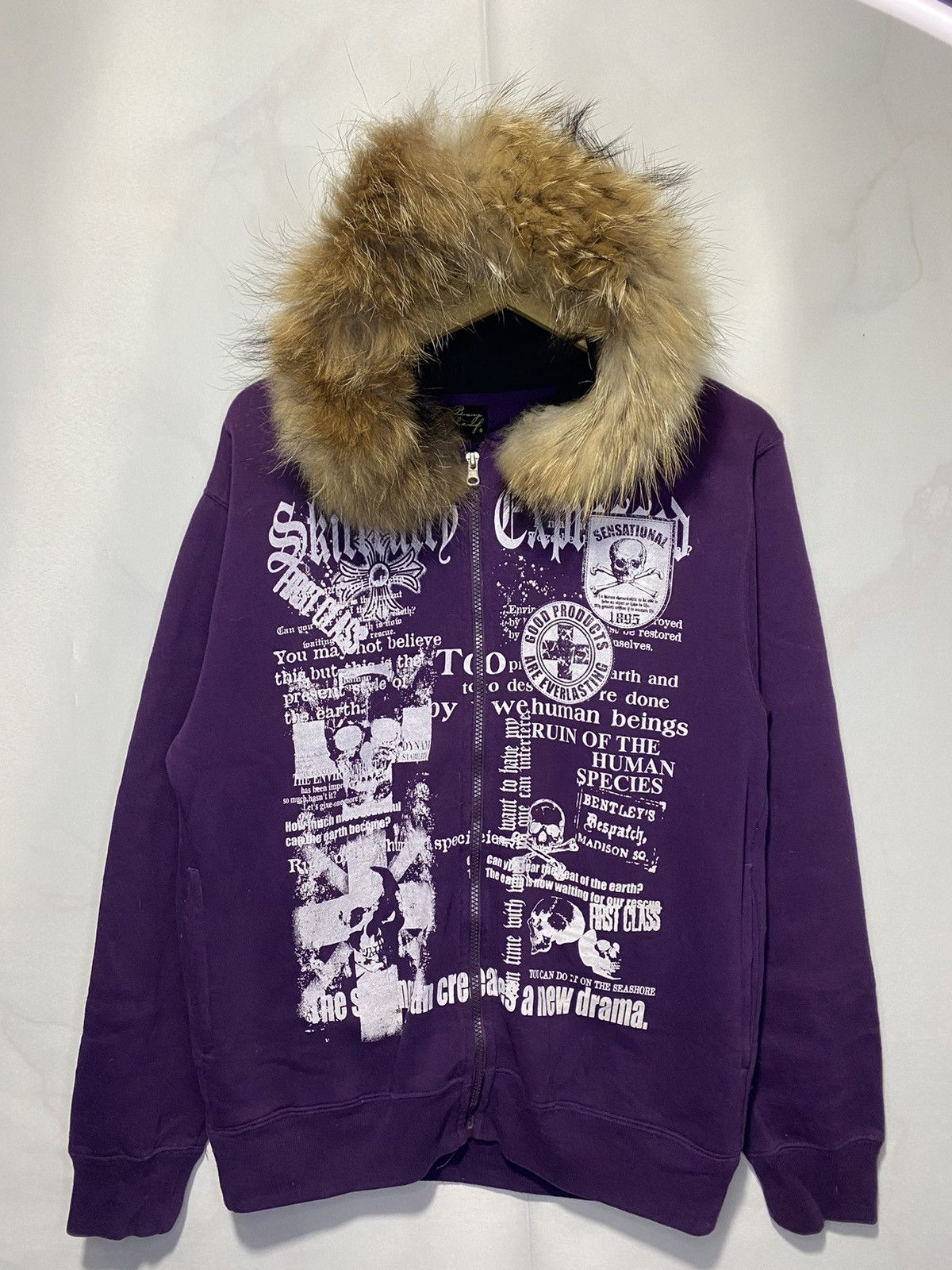Japanese Brand Vintage Bay leaf skull cross punk sweatshirt fur hoodie Size US L / EU 52-54 / 3 - 1 Thumbnail