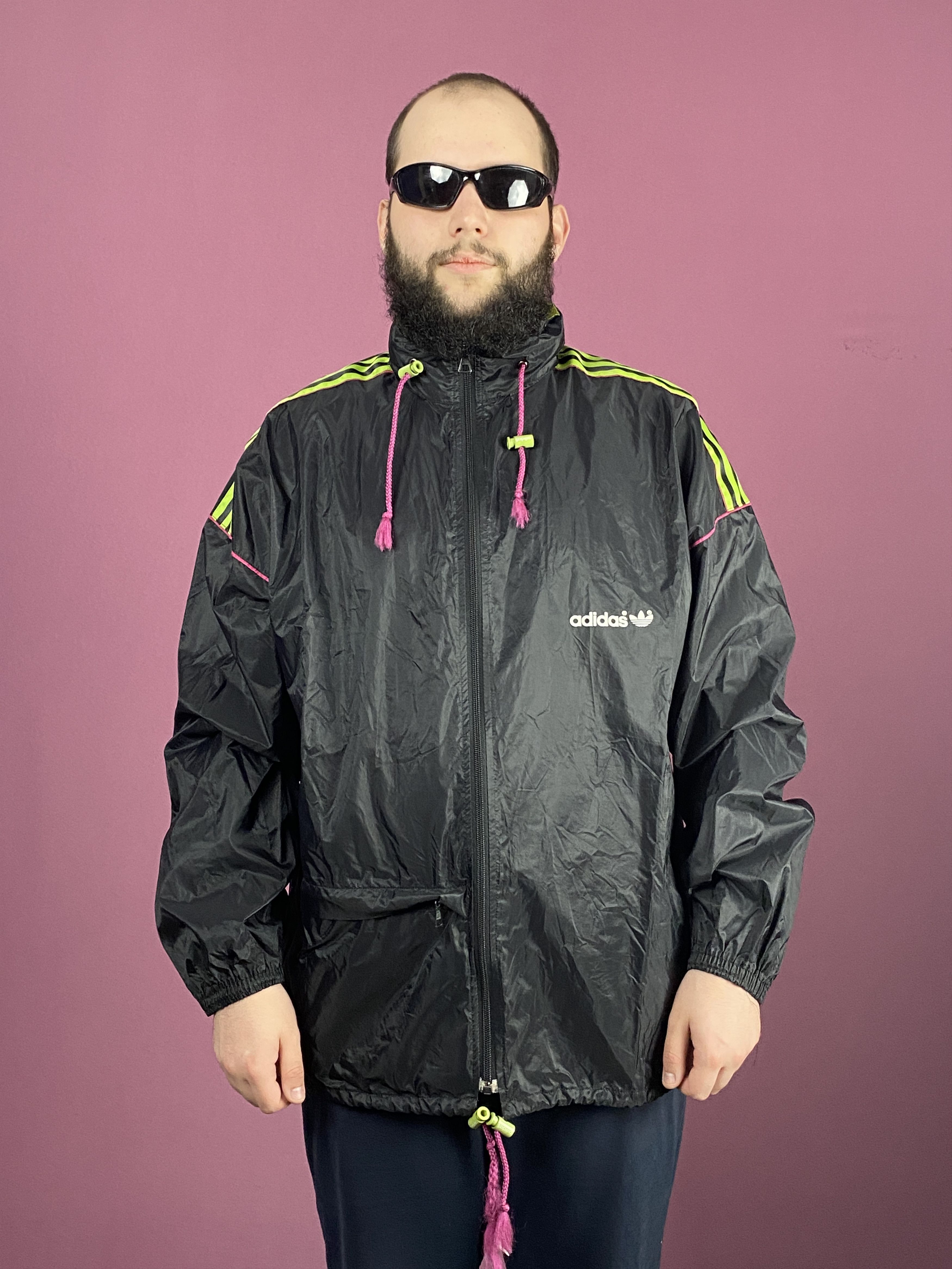 Adidas × Vintage 80s Adidas Vintage Men's Rain Jacket - L Light Windbreaker Size US L / EU 52-54 / 3 - 1 Thumbnail
