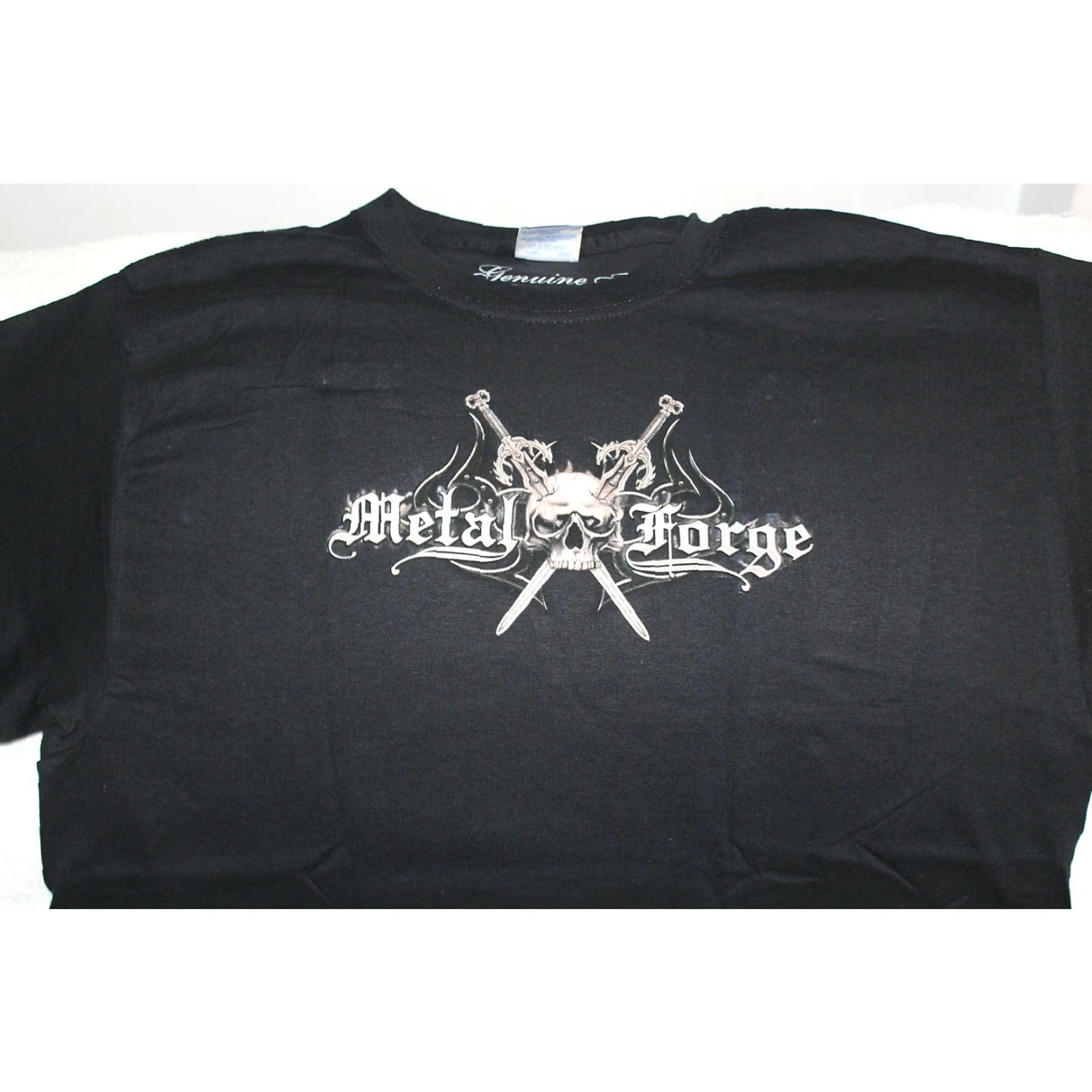 Vintage VINTAGE Graphic T-Shirt Men 100% Cotton Short Sleeve Black Skull Sword Flames Metal Forge 80s Motorbike Size US L / EU 52-54 / 3 - 4 Thumbnail