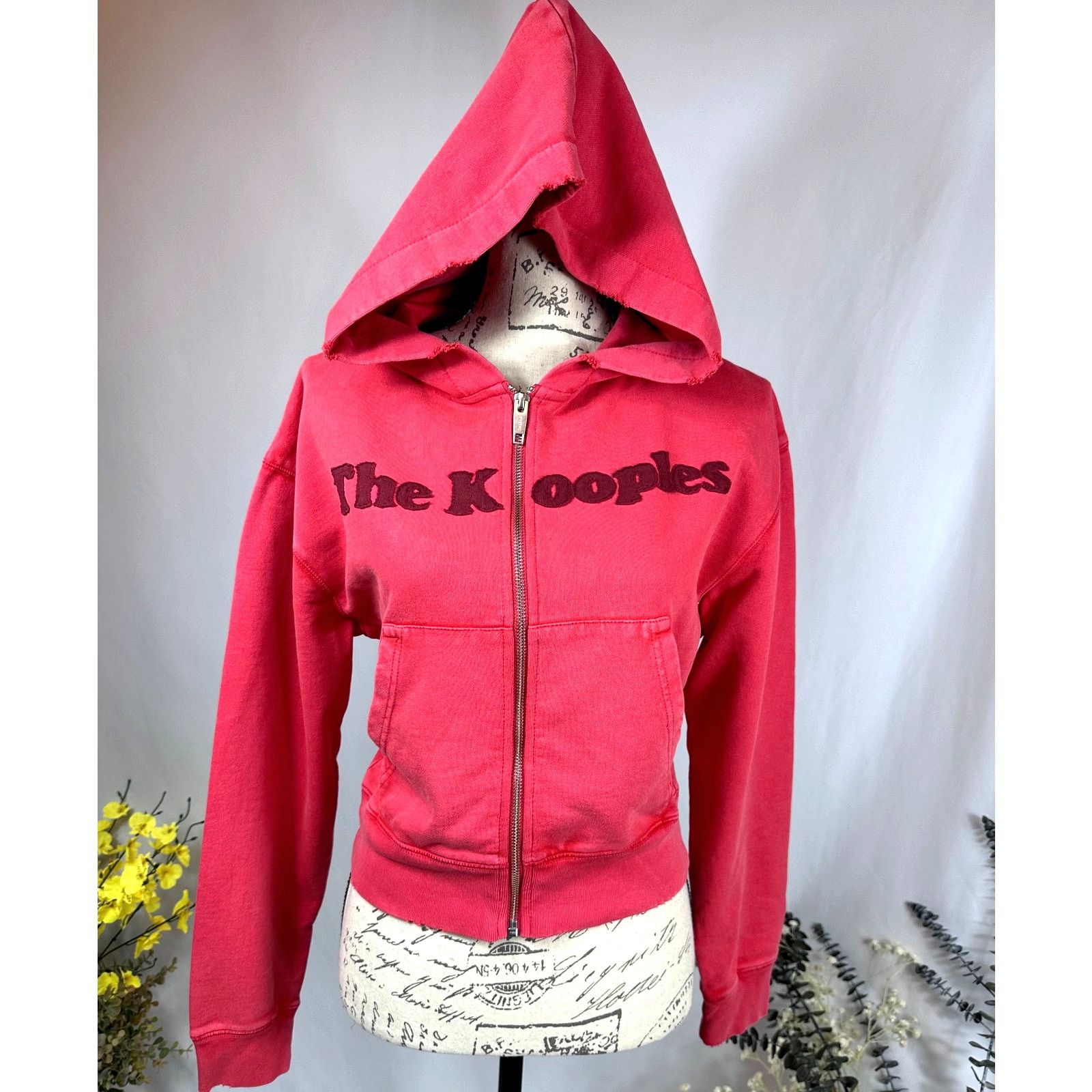 The Kooples The Kooples Text-Appliqué Zip-Through Cotton-Jersey Hoodie 4 Size S / US 4 / IT 40 - 6 Thumbnail