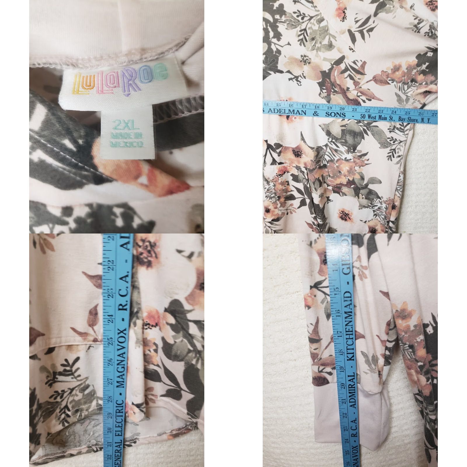 Vintage LuLaRoe Women's 2XL Pink Gray Floral Hoodie Long Sleeve Round Neck Kangaroo Pockets Pullover Hoodie Casual Womens Size XXL / US 16-18 / IT 52-54 - 8 Thumbnail