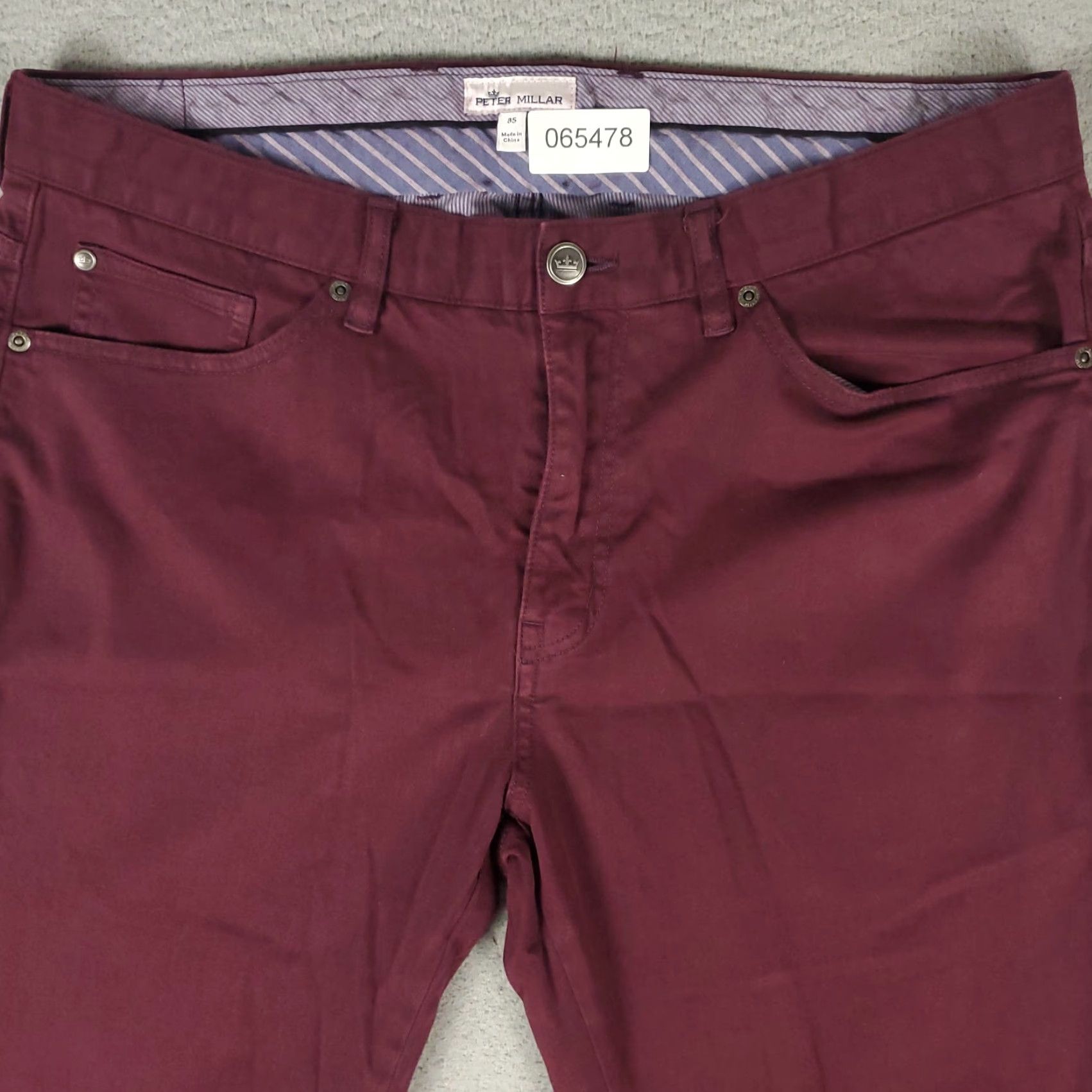 Peter Millar Peter Millar Jeans Mens 35x28 Burgundy 5 Pocket Straight Leg Pants Size US 35 - 2 Thumbnail