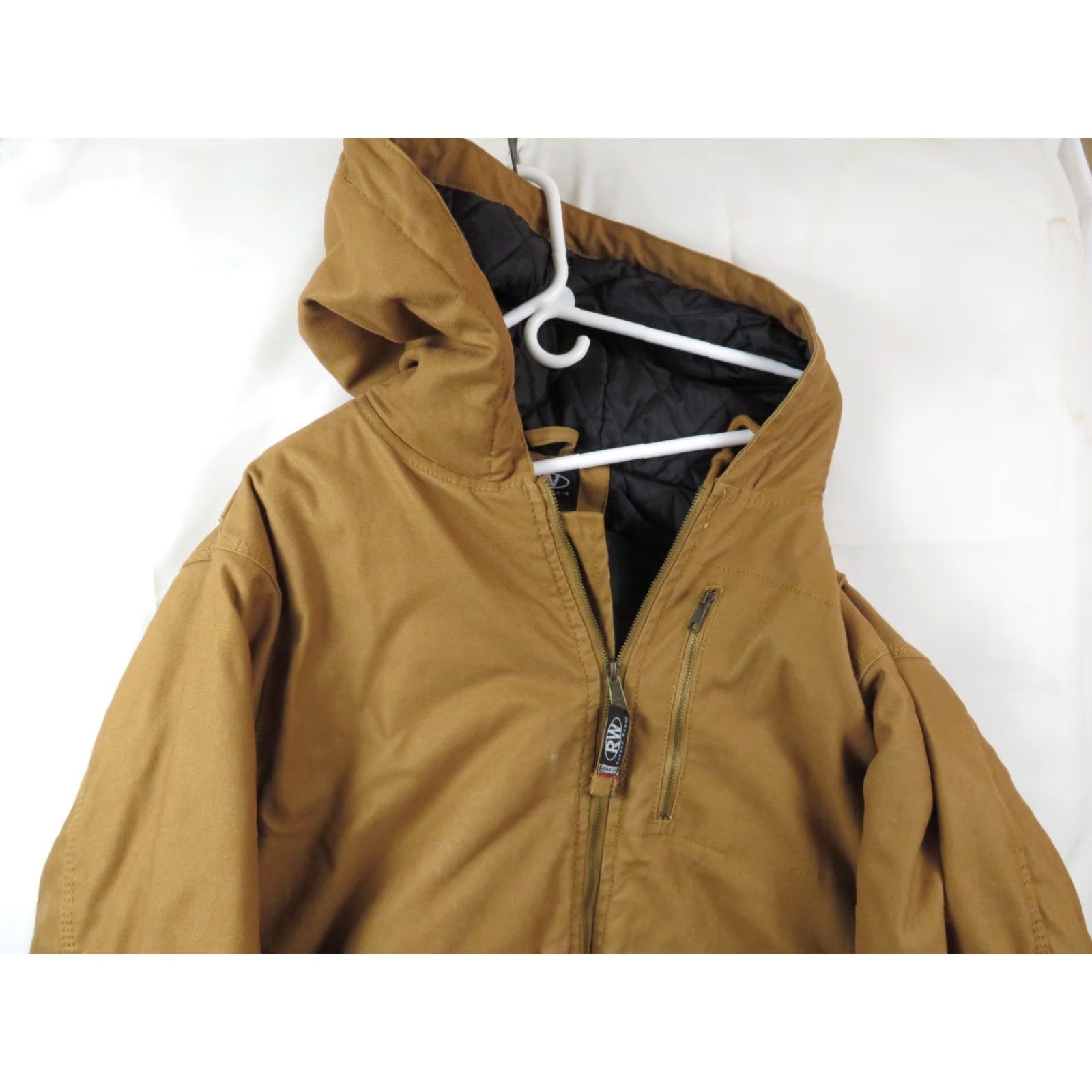 Vintage Rugged Wear Jacket Coat Brown Insulated Hooded Chore Mid-Length Zip Workwear Mens XL Canvas Weatherproof Size US XL / EU 56 / 4 - 3 Thumbnail