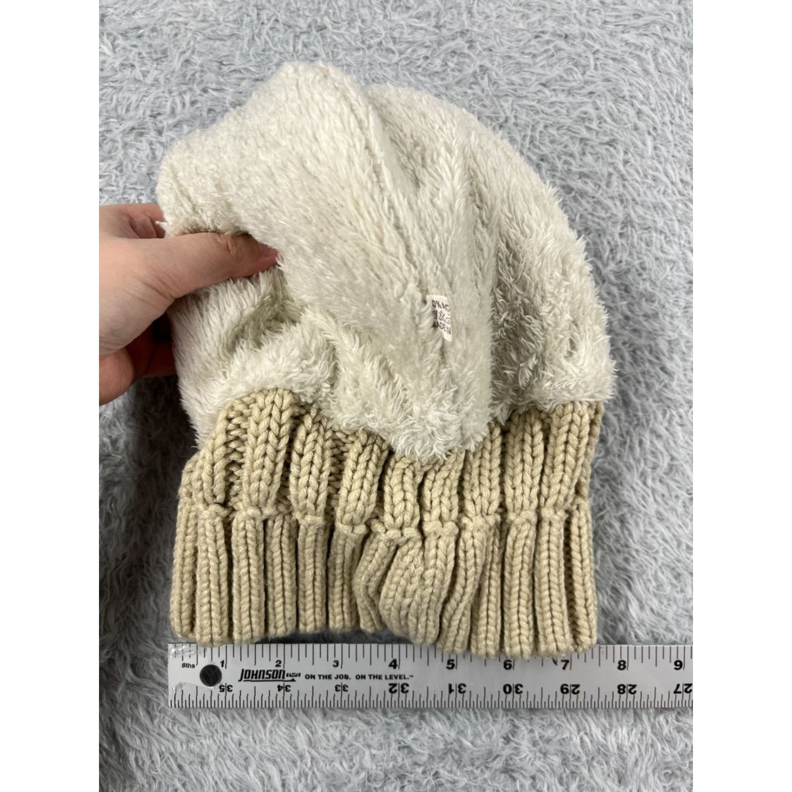 Vintage Page One Beanie Toque Hat Womens One Size Beige 100% Acrylic Lined Knit Ski Pom Size ONE SIZE - 7 Thumbnail