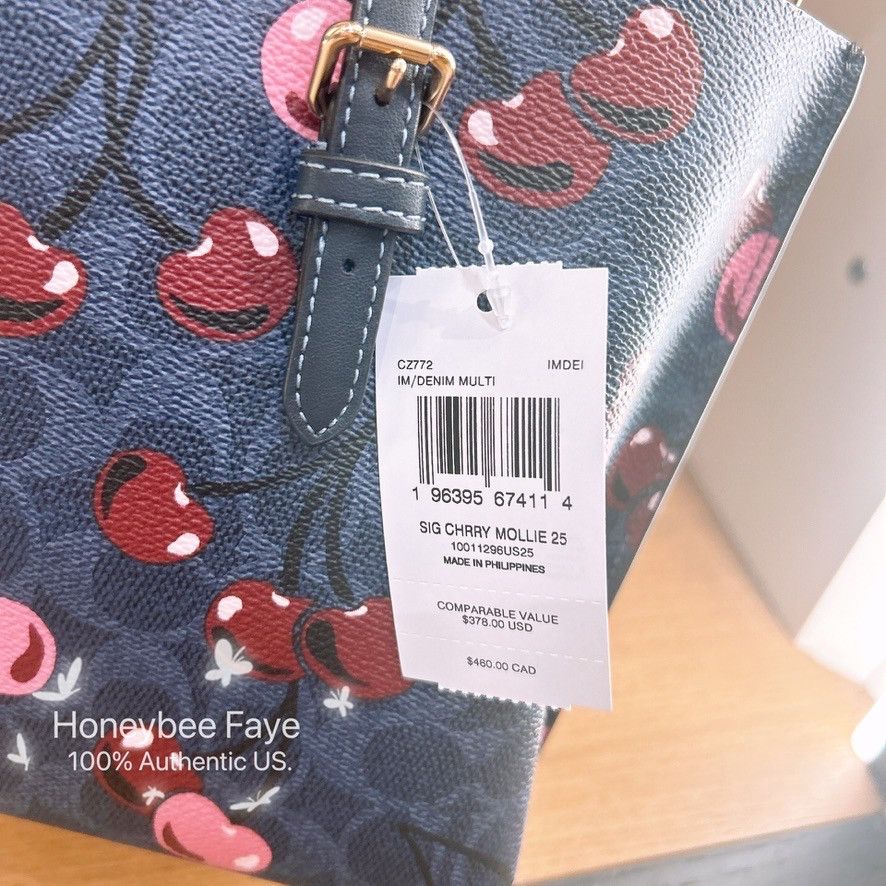 Coach Mollie Tote Bag 25 In Signature Canvas With Cherry CZ772 Size ONE SIZE - 3 Thumbnail