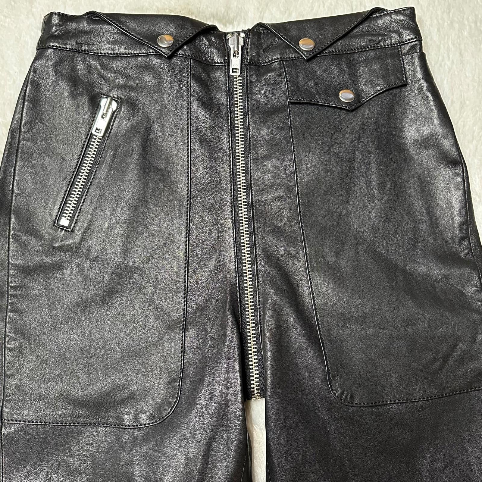 REVOLVE NEW Revolve Straight Leg Leather Moto Pants Women’s 4/6 Size 28" / US 6 / IT 42 - 4 Thumbnail