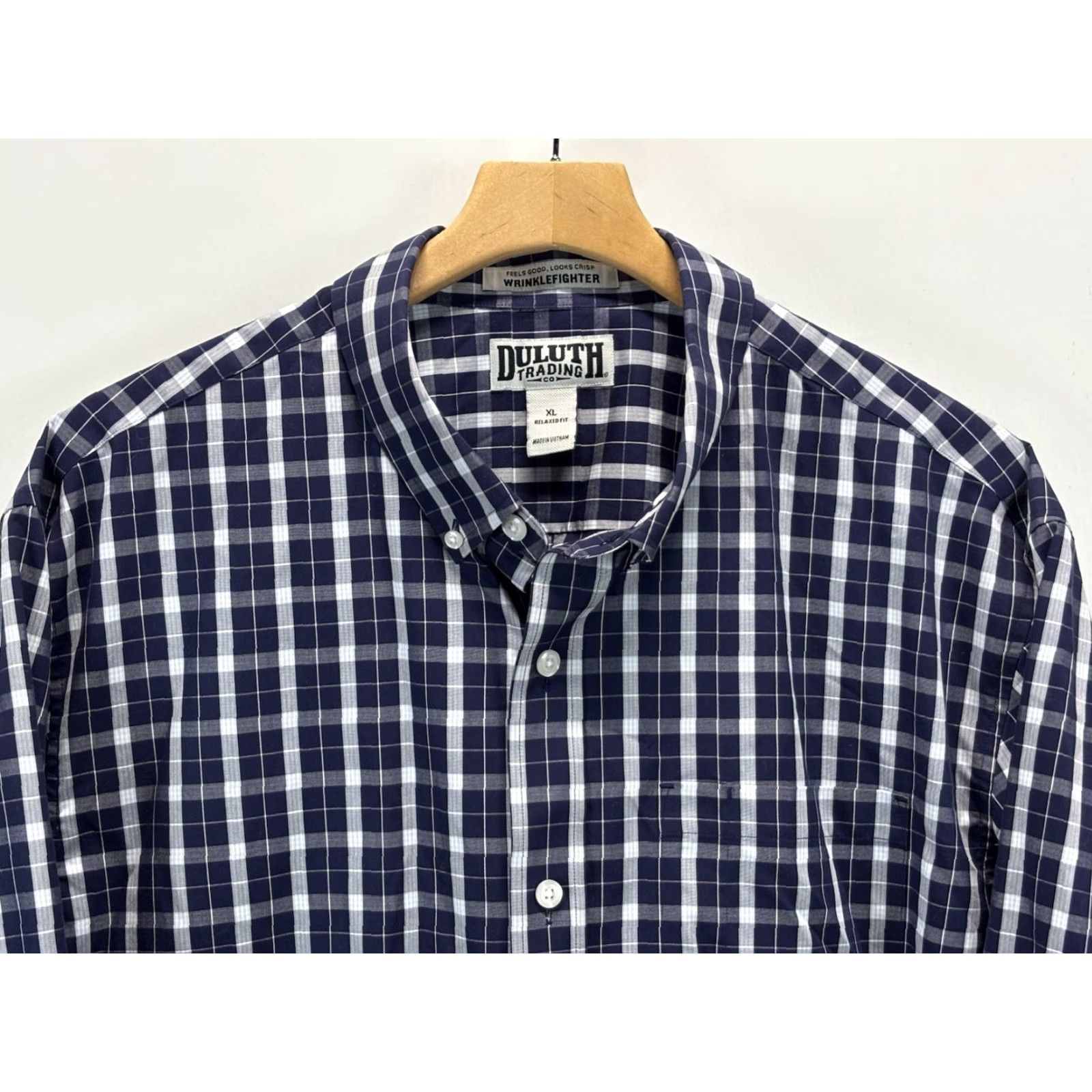 Vintage DULUTH Button-Up Shirt Mens XL Blue White Check Wrinkle Fighter Long Sleeve Size US XL / EU 56 / 4 - 2 Thumbnail