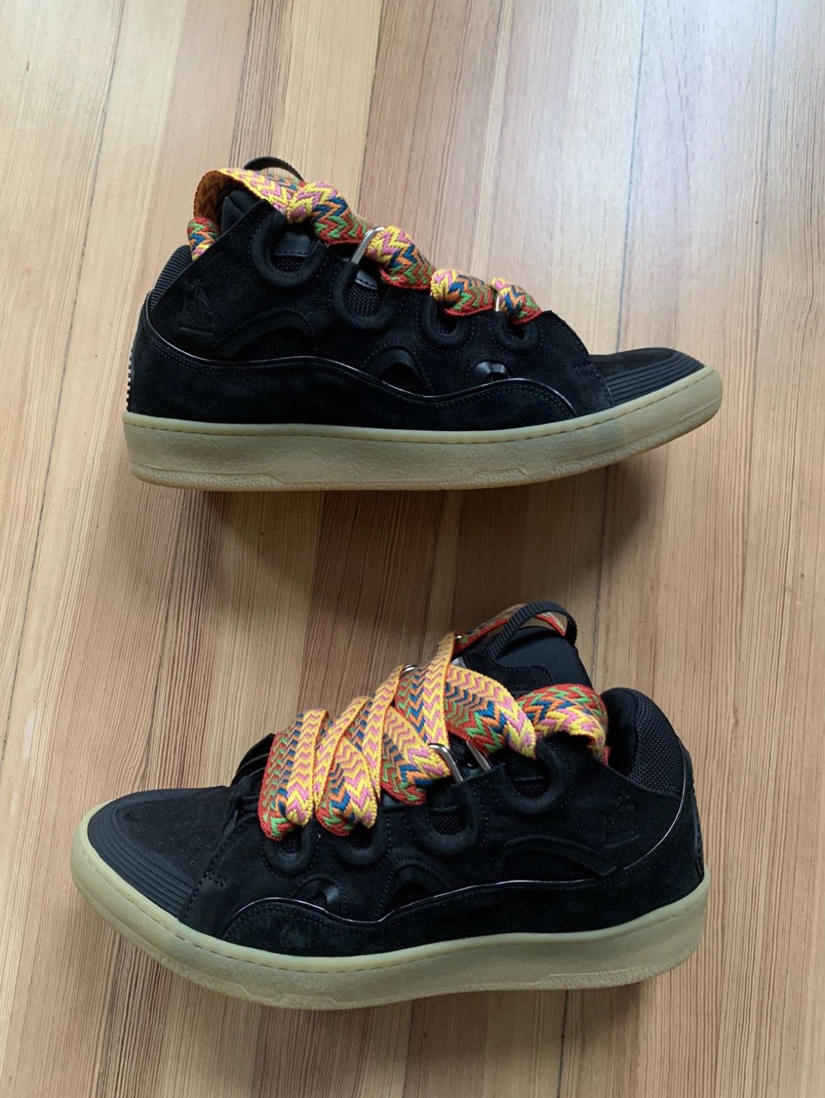 Lanvin Lanvin DS Black Fat Lace Curb Sneakers Size US 12 / EU 45 - 1 Thumbnail