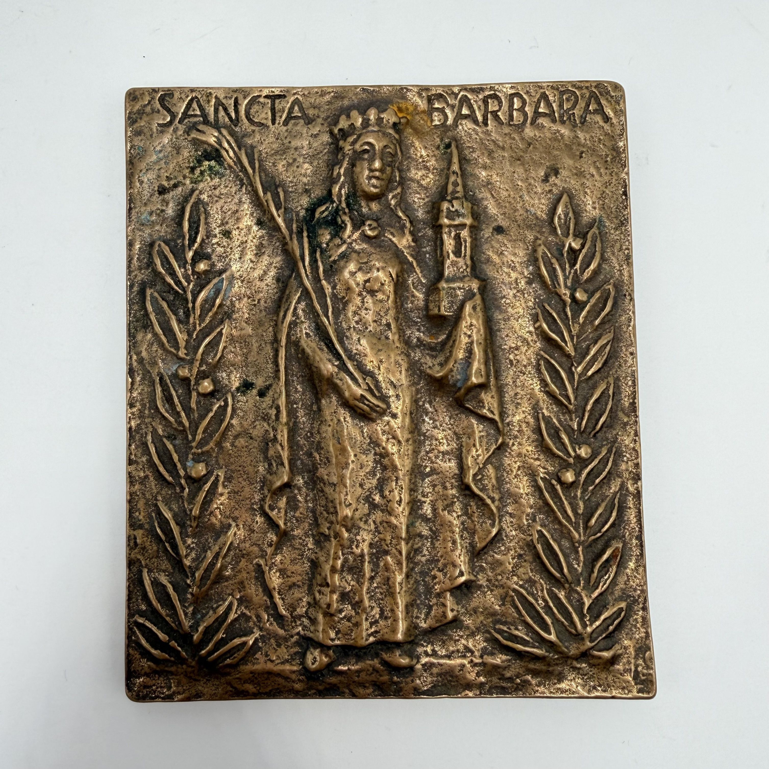 Vintage Vintage Bronze Plaque Sancta Barbara Christian Wall Hang Size ONE SIZE - 5 Thumbnail
