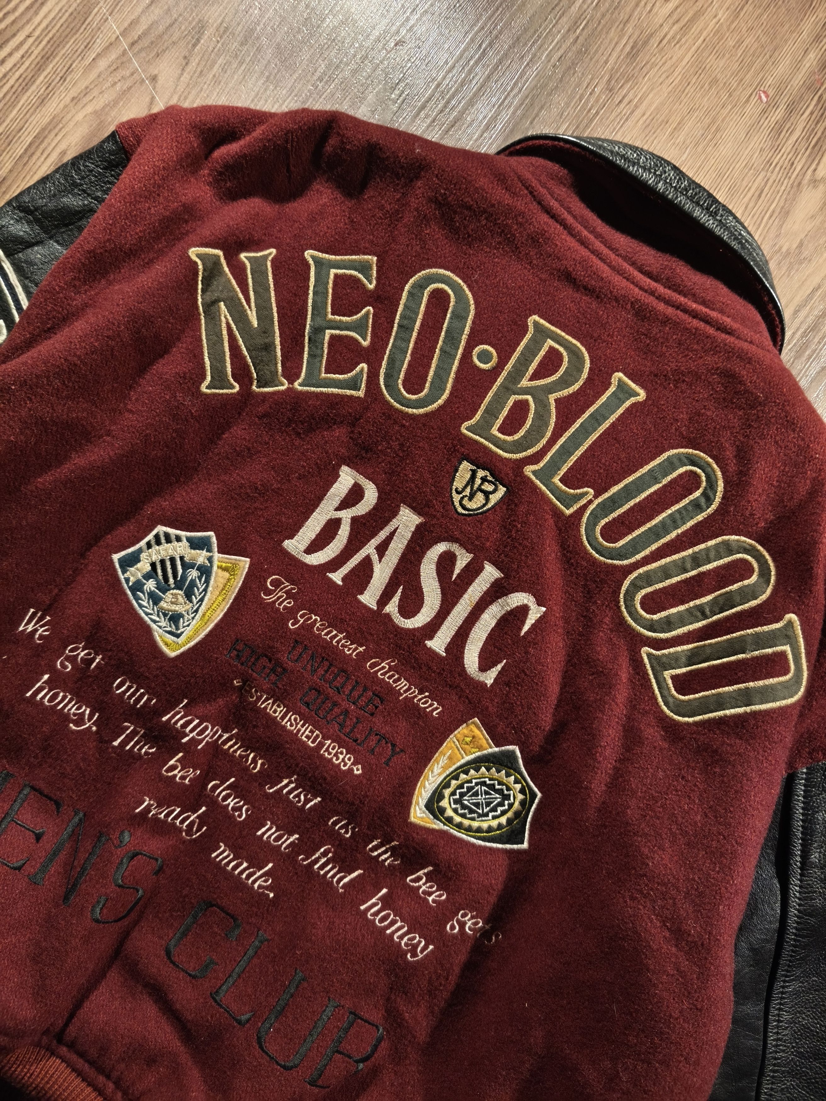 Other Vintage Neo Blood Mix Wool Leather Varsity Jacket Size US XL / EU 56 / 4 - 2 Thumbnail