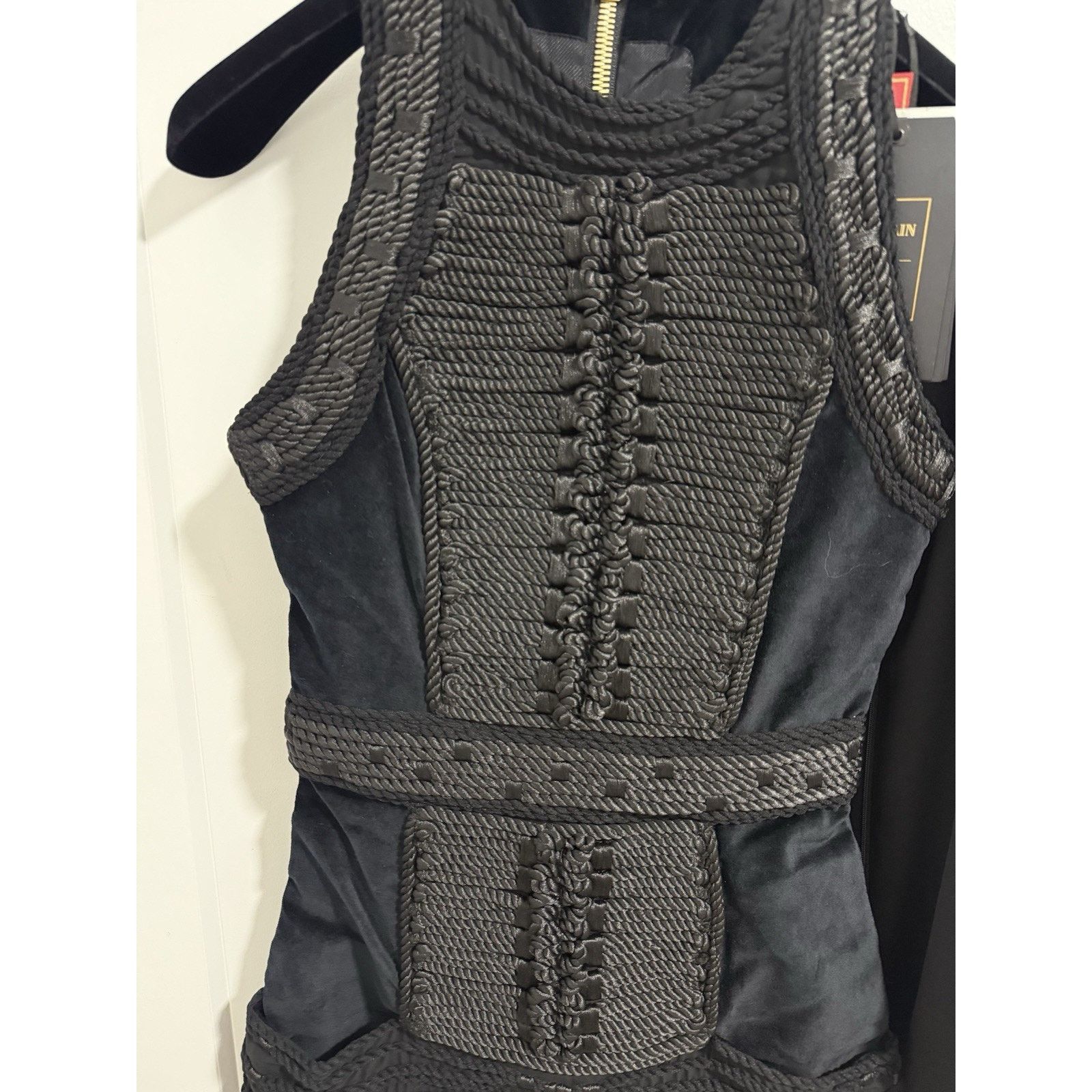 H&M Balmain x H&M Black Embroidered Velvet Mini Dress Size 2 NWT Size XS / US 0-2 / IT 36-38 - 7 Thumbnail