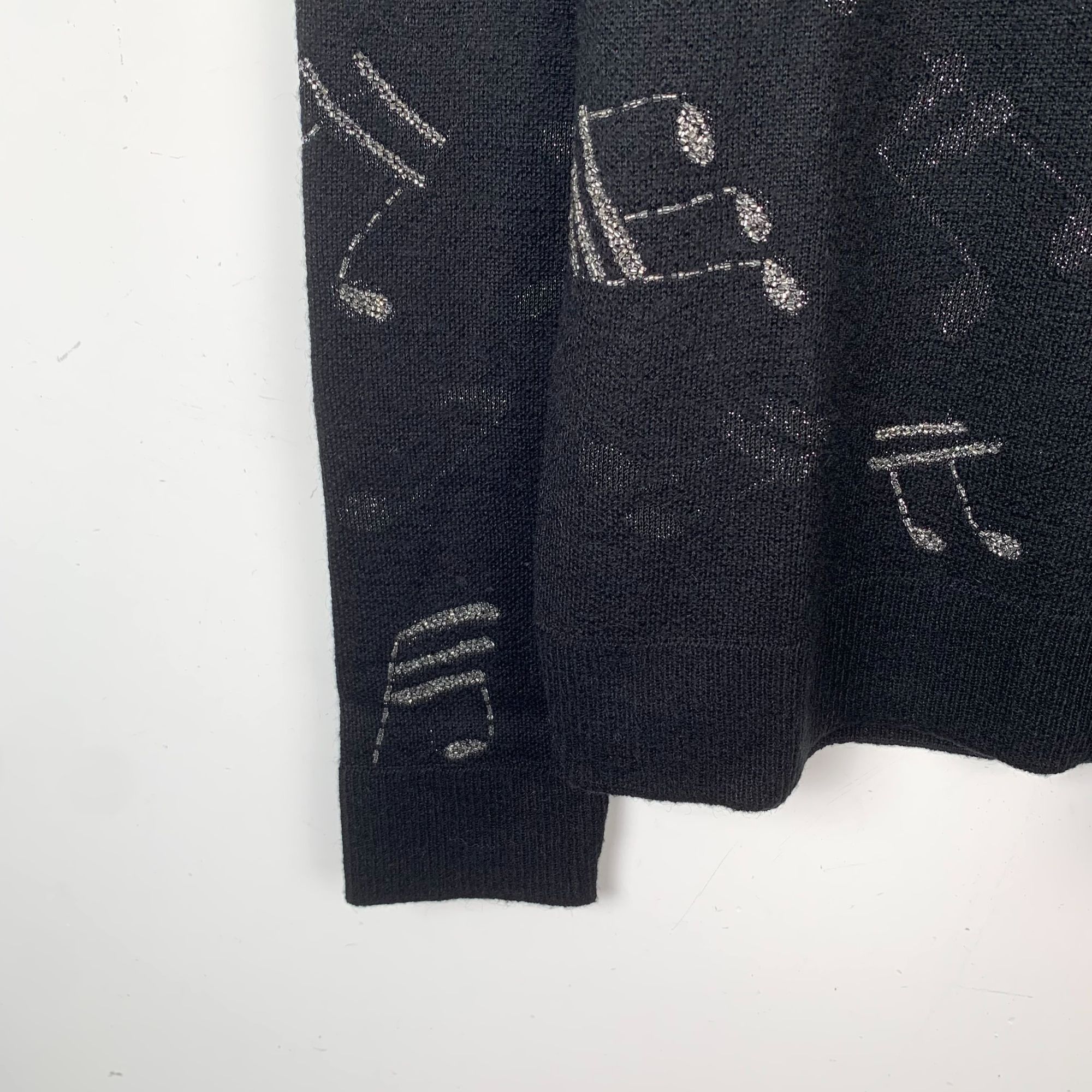 Saint Laurent Paris Saint Laurent Black Music Note Print Cotton Crew Neck Sweat Size L / US 10 / IT 46 - 5 Thumbnail