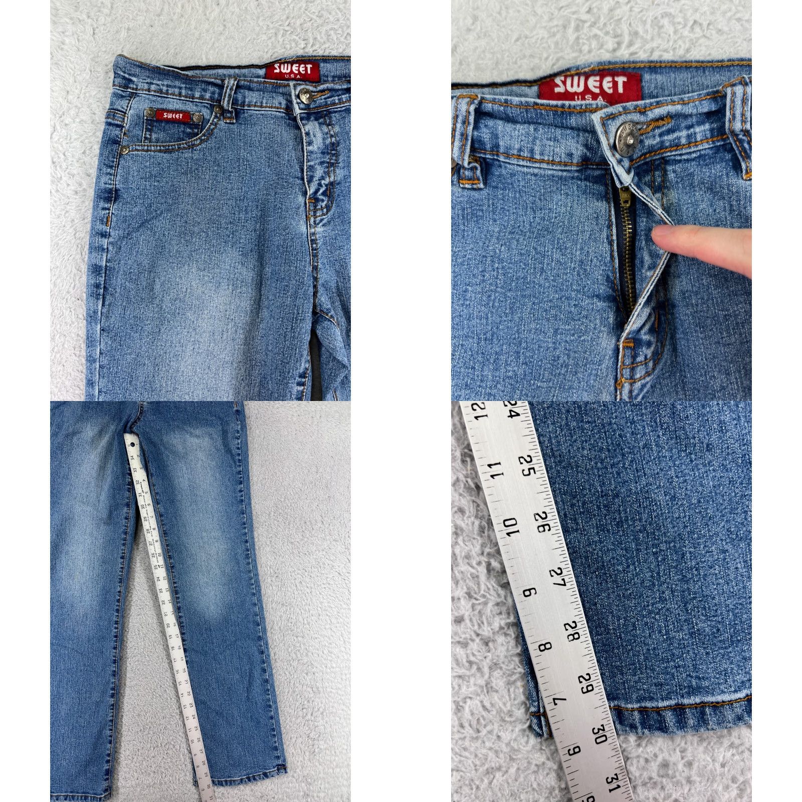 Vintage Sweet Jeans Women 9 Blue Denim Straight Leg Medium Wash Embroidered Cotton Denim Size 30" / US 8 / IT 44 - 8 Thumbnail
