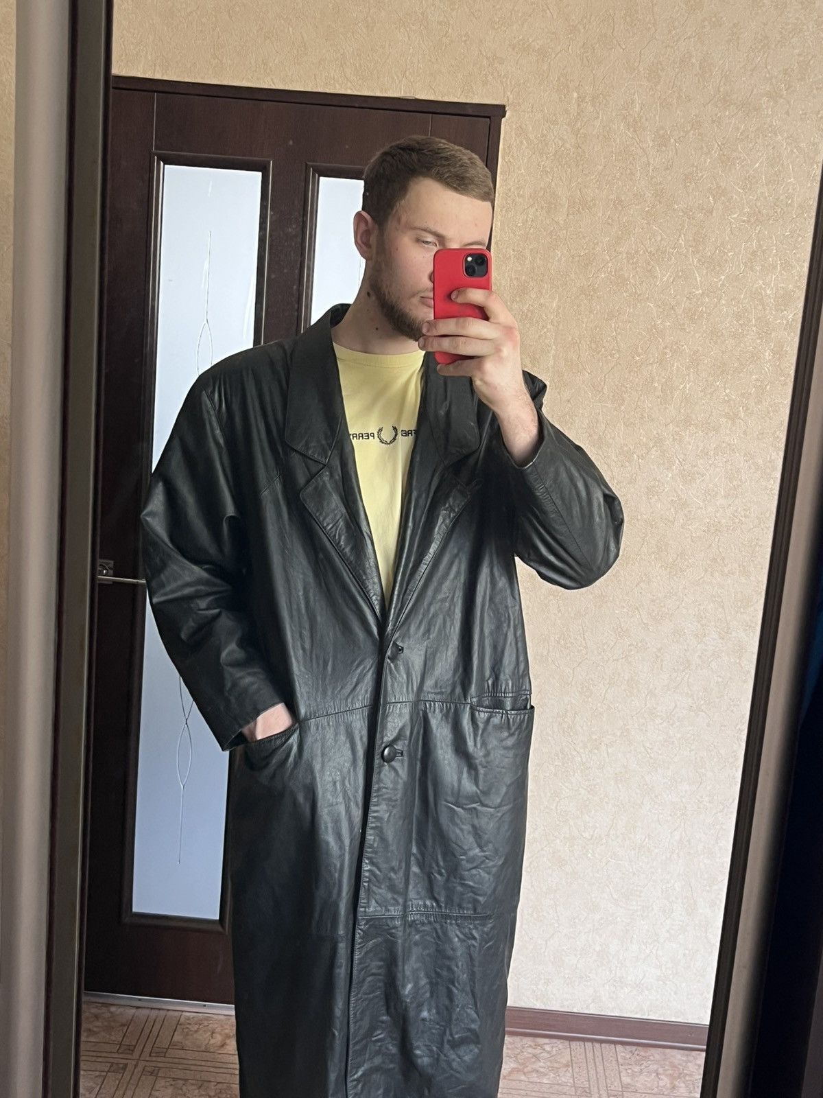 Vintage Vintage Comint Leather Coat Jacket Black minimalistic retro Size US XL / EU 56 / 4 - 2 Thumbnail