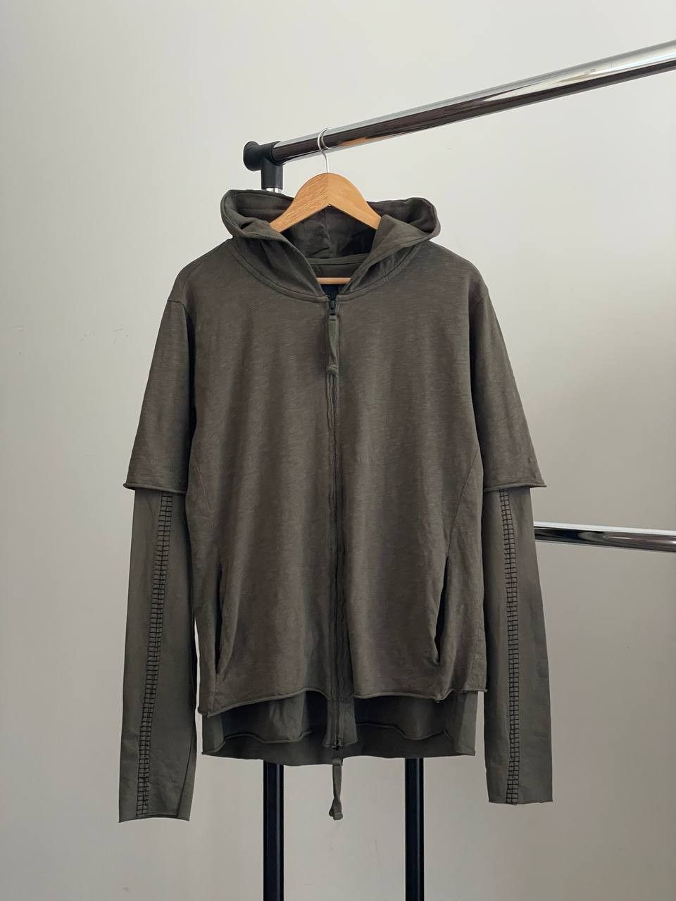 Thom Krom Thom Krom Avant Garde Double Layer Green Zip Hoodie Size US M / EU 48-50 / 2 - 1 Thumbnail