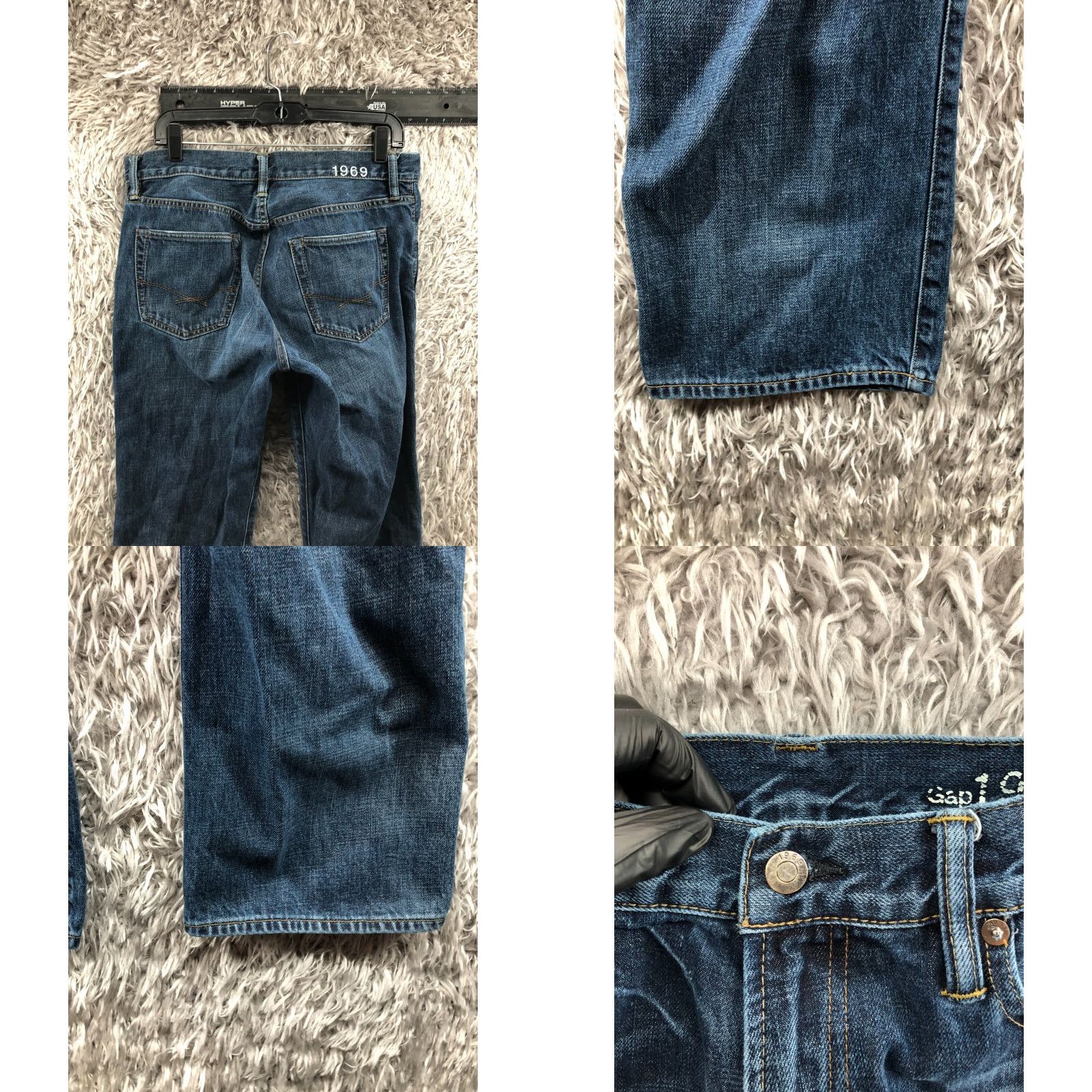 Gap Gap 1969 Jeans Size 31x30 Mens Mid Rise Medium Blue Straight 5-Pocket Denim Cotton Blend Regular Size US 31 - 8 Thumbnail
