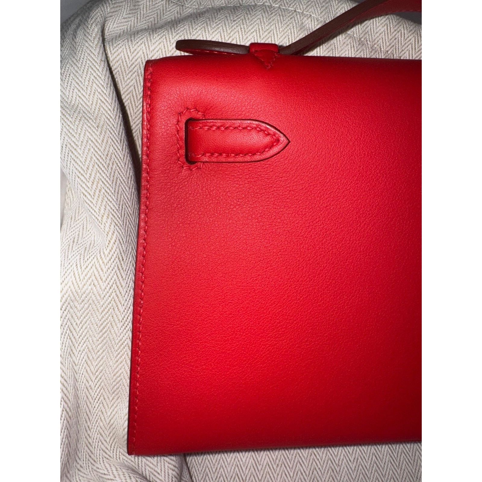 Hermes Hermes Mini Kelly Rouge Red Palladium Hardware Clutch Bag Size ONE SIZE - 18 Thumbnail
