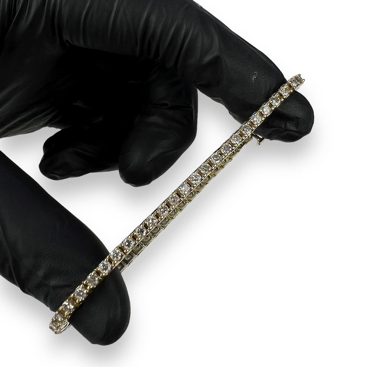 image of 100 14K Gold 14Ct Yellow Gold 2.5Ct Diamond Tennis Bracelet W Certificate, Men's