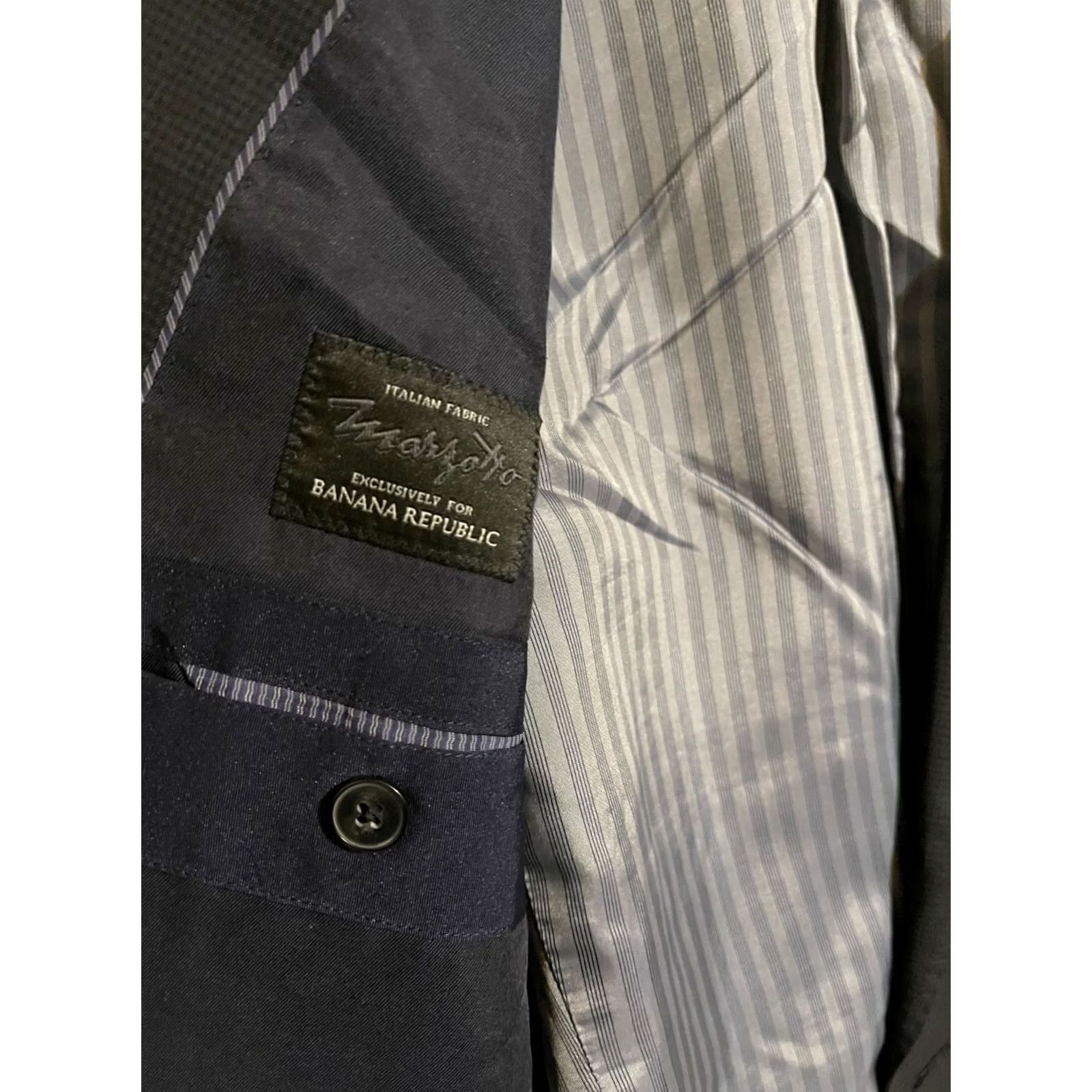 Banana Republic Banana Republic Marzotto Navy Blue Wool Suit Coat Blazer Jacket - Men's 44R Jacket, Blazer, Wool, Navy, Check, 44R, Regular Fit Size 44R - 5 Thumbnail