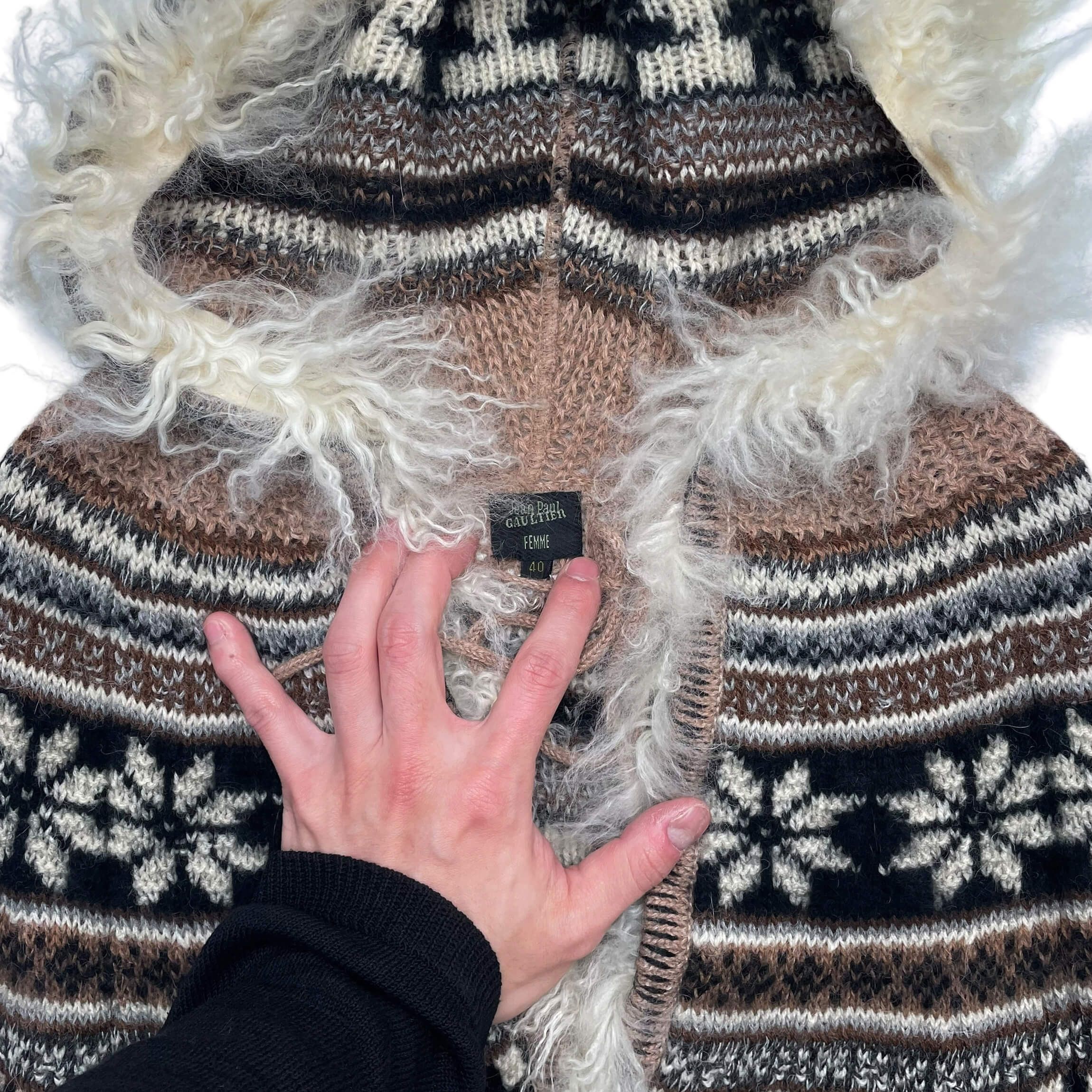 Jean Paul Gaultier 90's jean paul gaultier fair Isle mongolian lamb cape Size L / US 10 / IT 46 - 10 Thumbnail