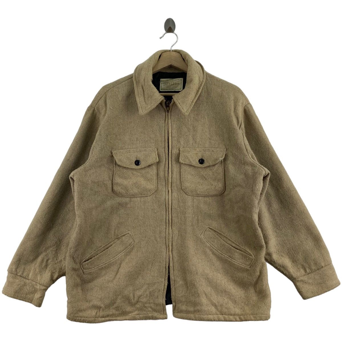 image of Made In USA x Thinsulate Vintage 90's Melton Outerwear Usa Thinsulate Multi Pockets in Beige (Size 
