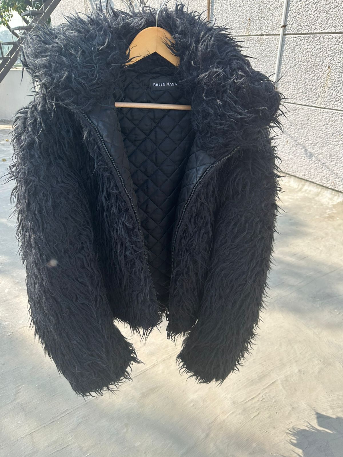 image of Balenciaga Aw 20 Faux Fur Cropped Jacket in Black, Men's (Size Medium)