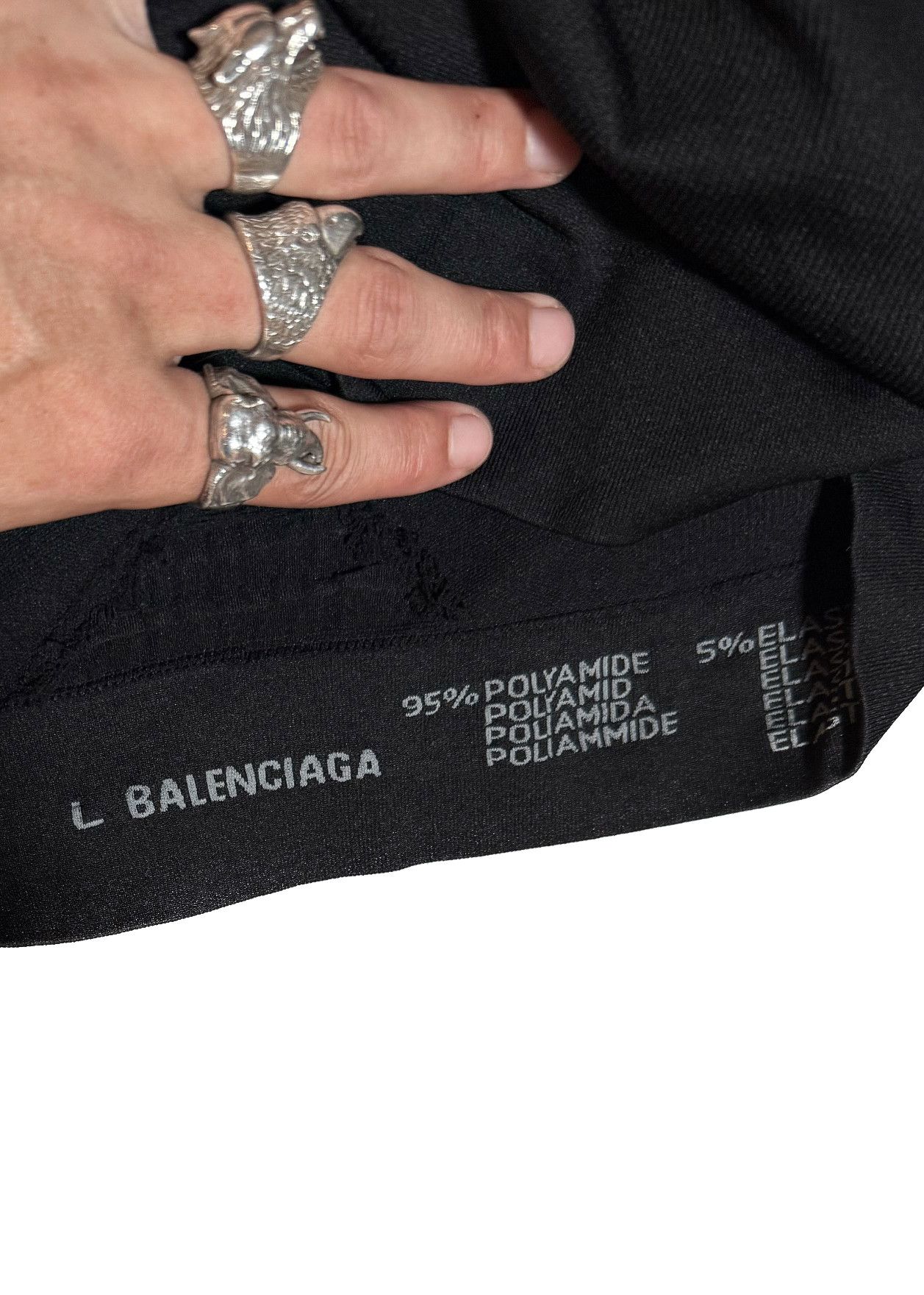 Balenciaga Balenciaga 2023 Black Logo Ruched Biker T-shirt Size L / US 10 / IT 46 - 7 Thumbnail