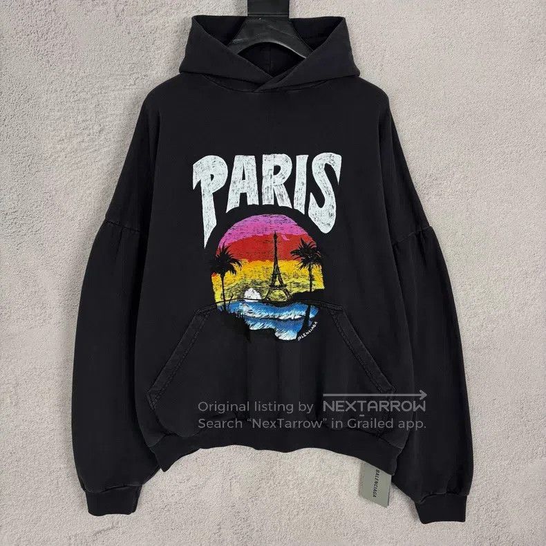 Balenciaga Balenciaga Sunset Tower Pattern Graffiti Black Hoodie Size US M / EU 48-50 / 2 - 1 Thumbnail