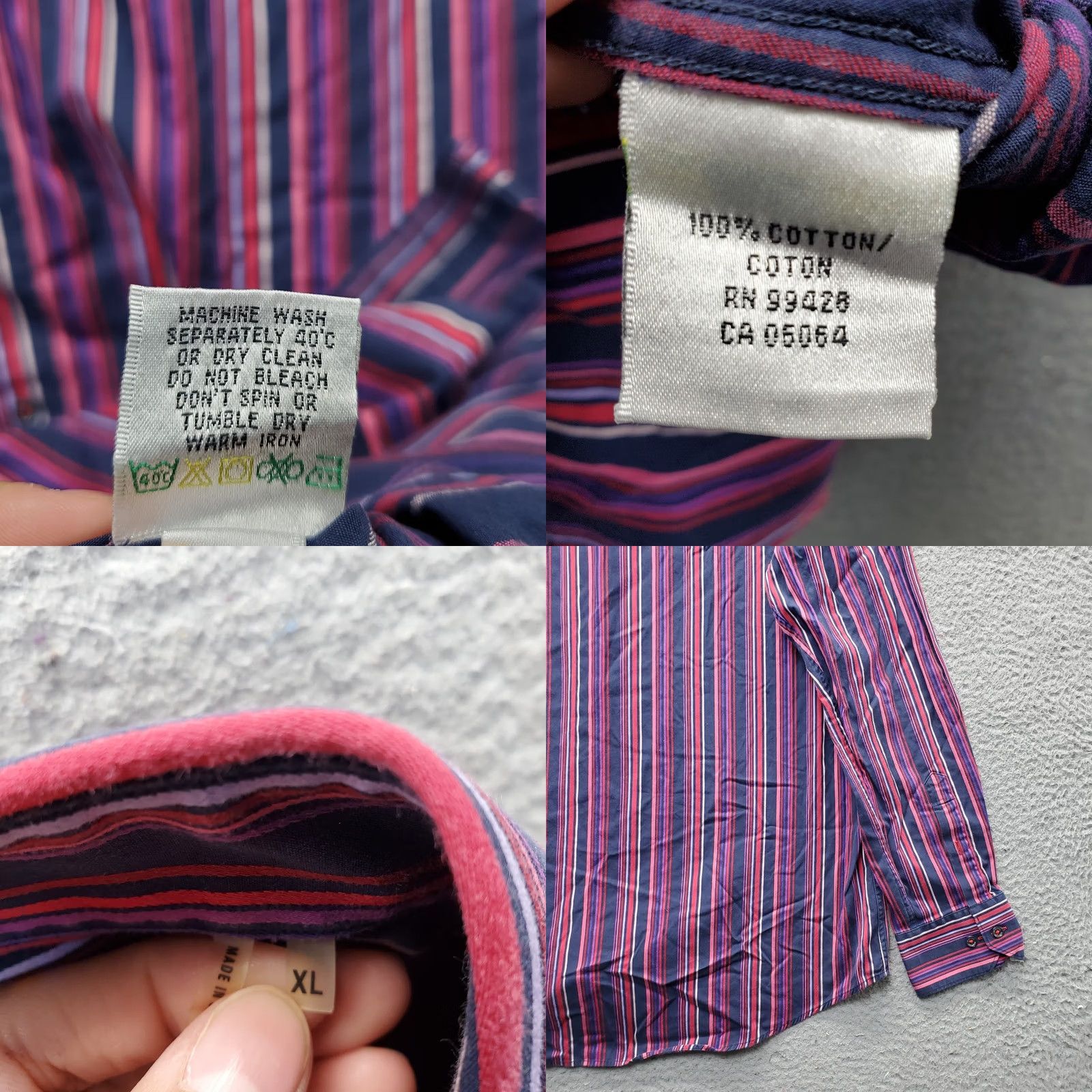 BUGATCHI Bugatchi Uomo Shirt Mens XL Multicolor Striped Long Sleeve Collared Button Up Regular Fit Size US XL / EU 56 / 4 - 8 Thumbnail