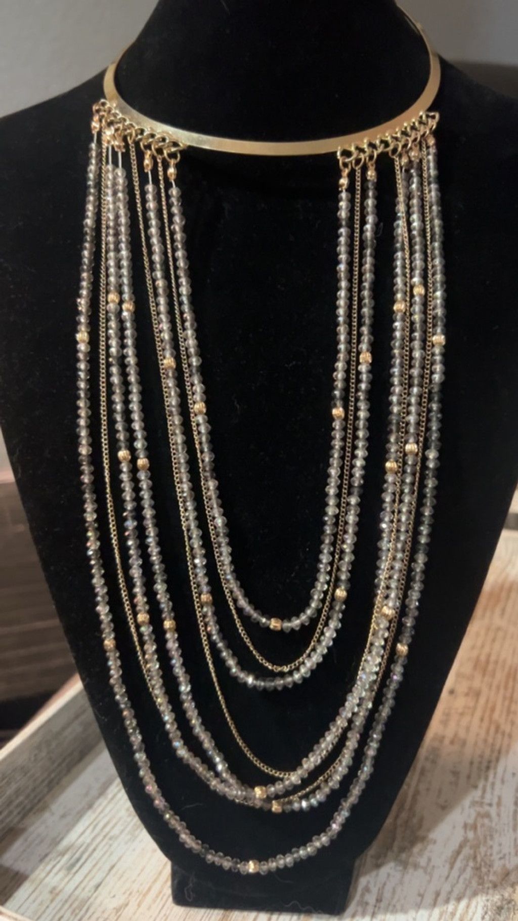 The Unbranded Brand Women's Gold and Gray Beaded Layered Necklace, One Size Size ONE SIZE - 2 Thumbnail